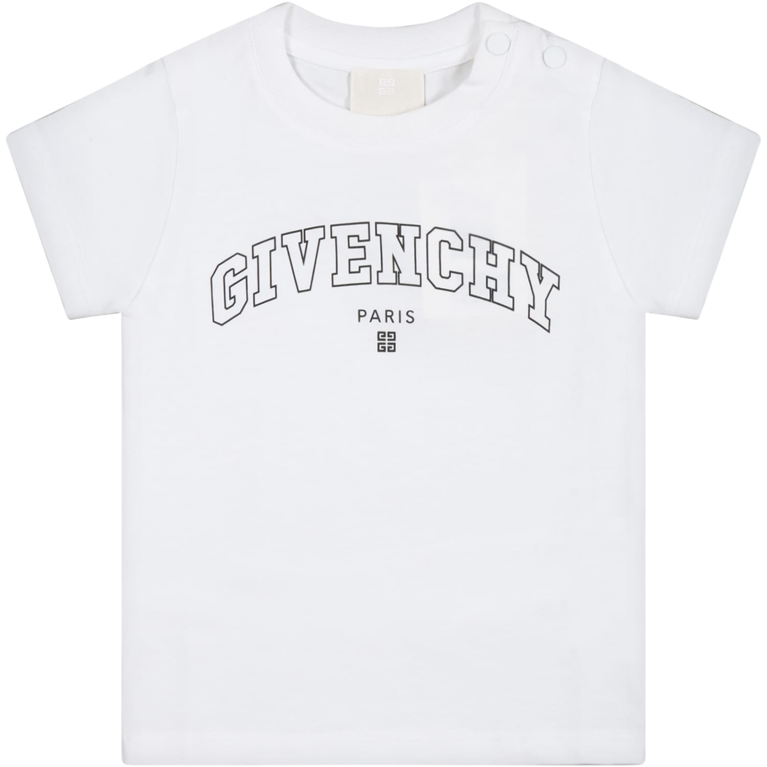 GIVENCHY WHITE T-SHIRT FOR BABYKIDS WITH BLACK LOGO