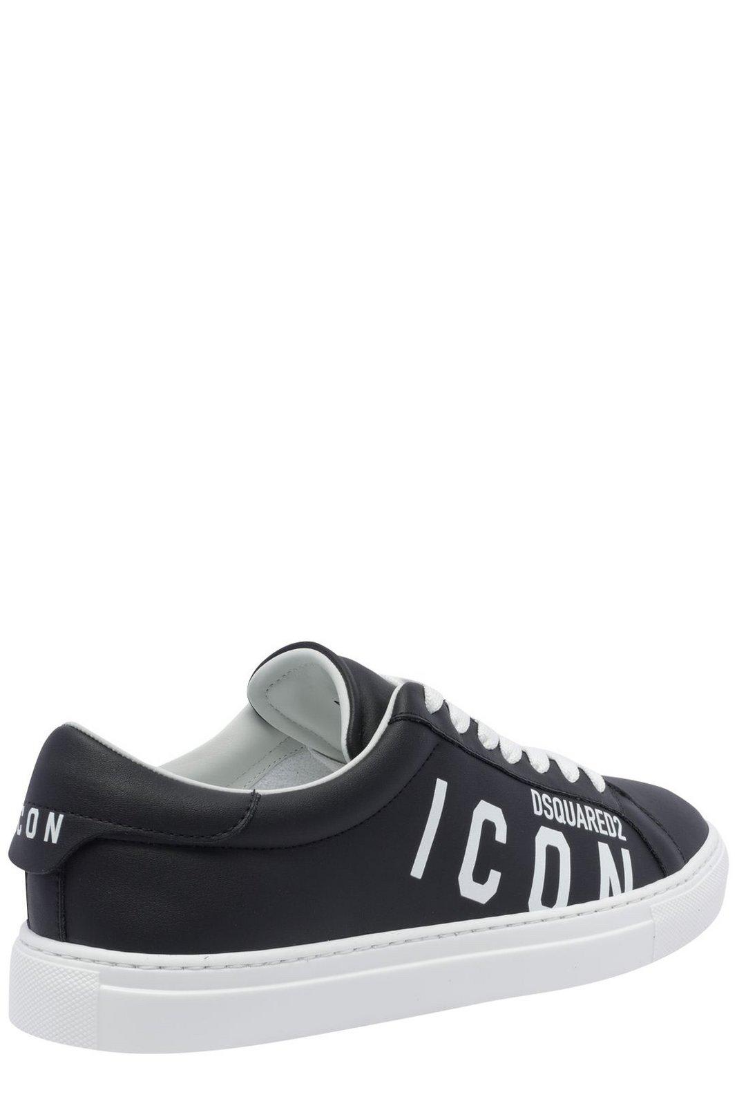 Shop Dsquared2 Logo Printed Cassetta Sneakers  In Black