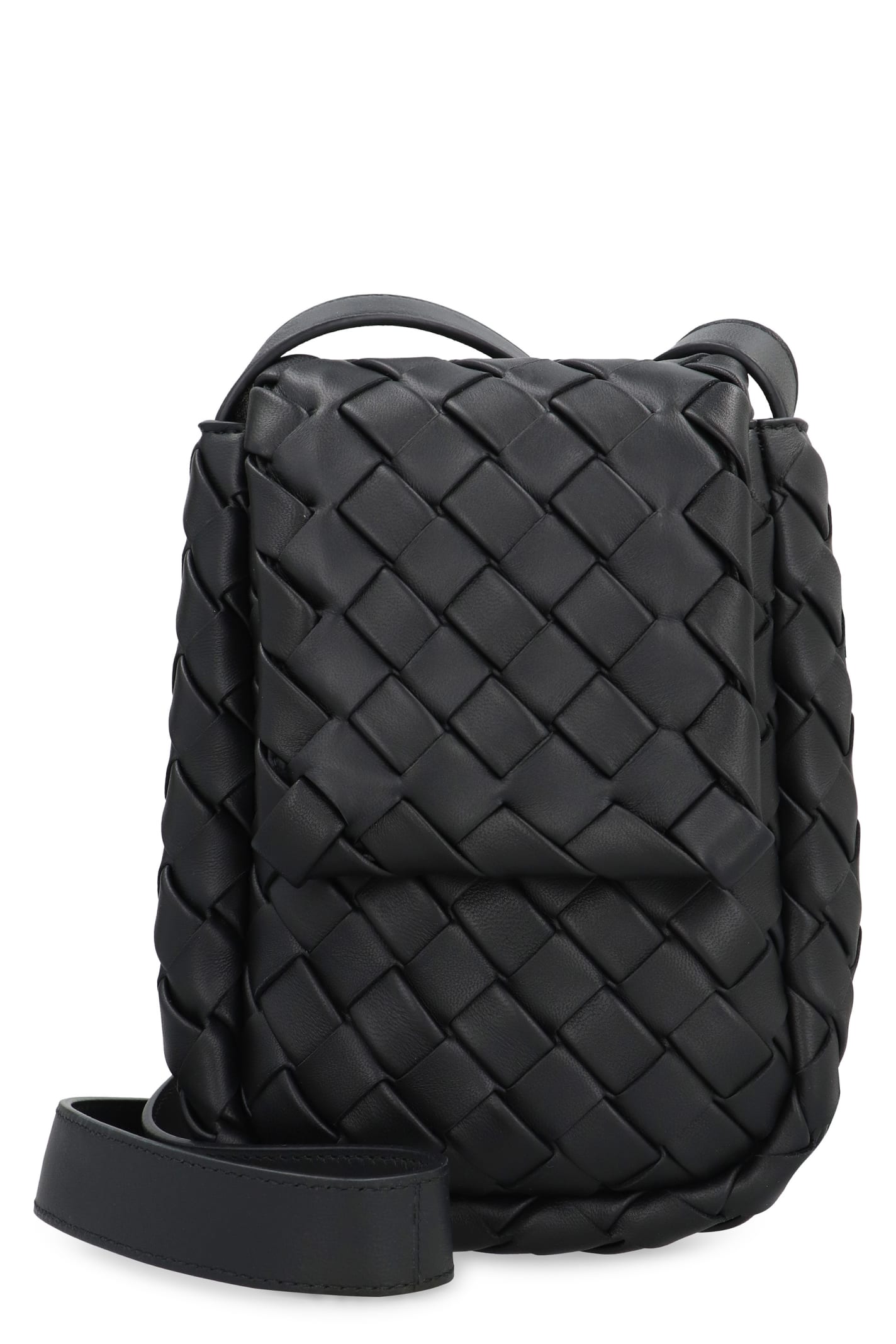 Shop Bottega Veneta Cobble Intrecciato Nappa Crossbody Bag In Black