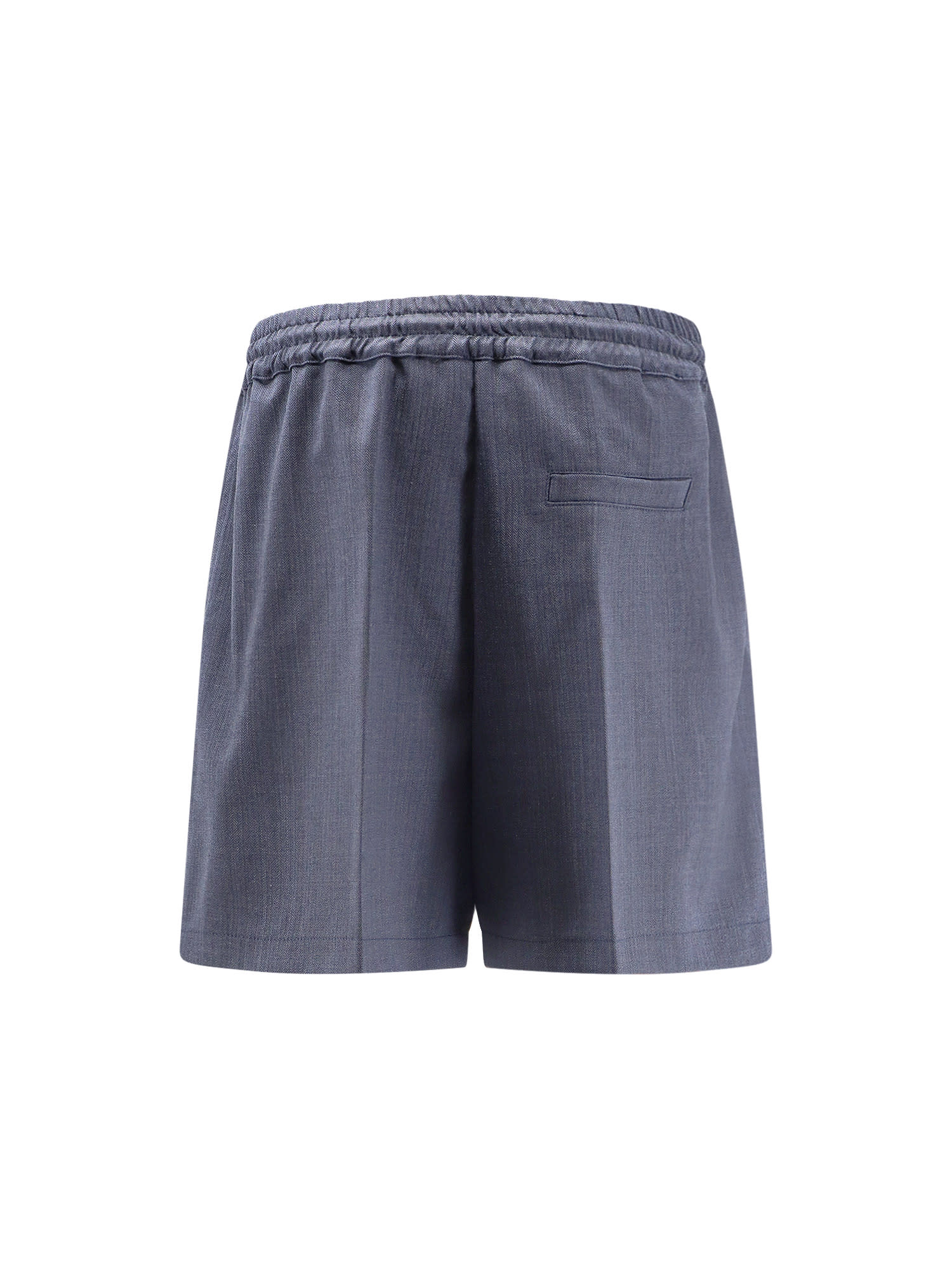 Pinko Scarola Textured Wool Bermuda Shorts In Blue