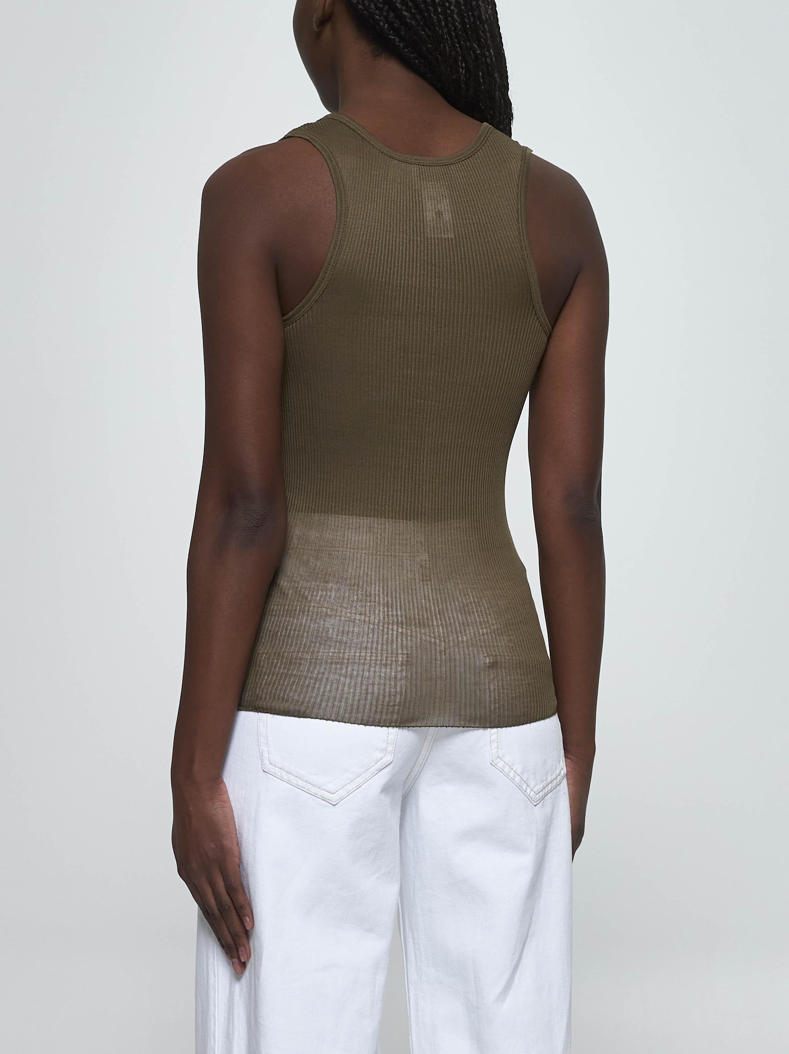 Shop Isabel Marant Green Ribbed Jersey Louisali Top In Military Green