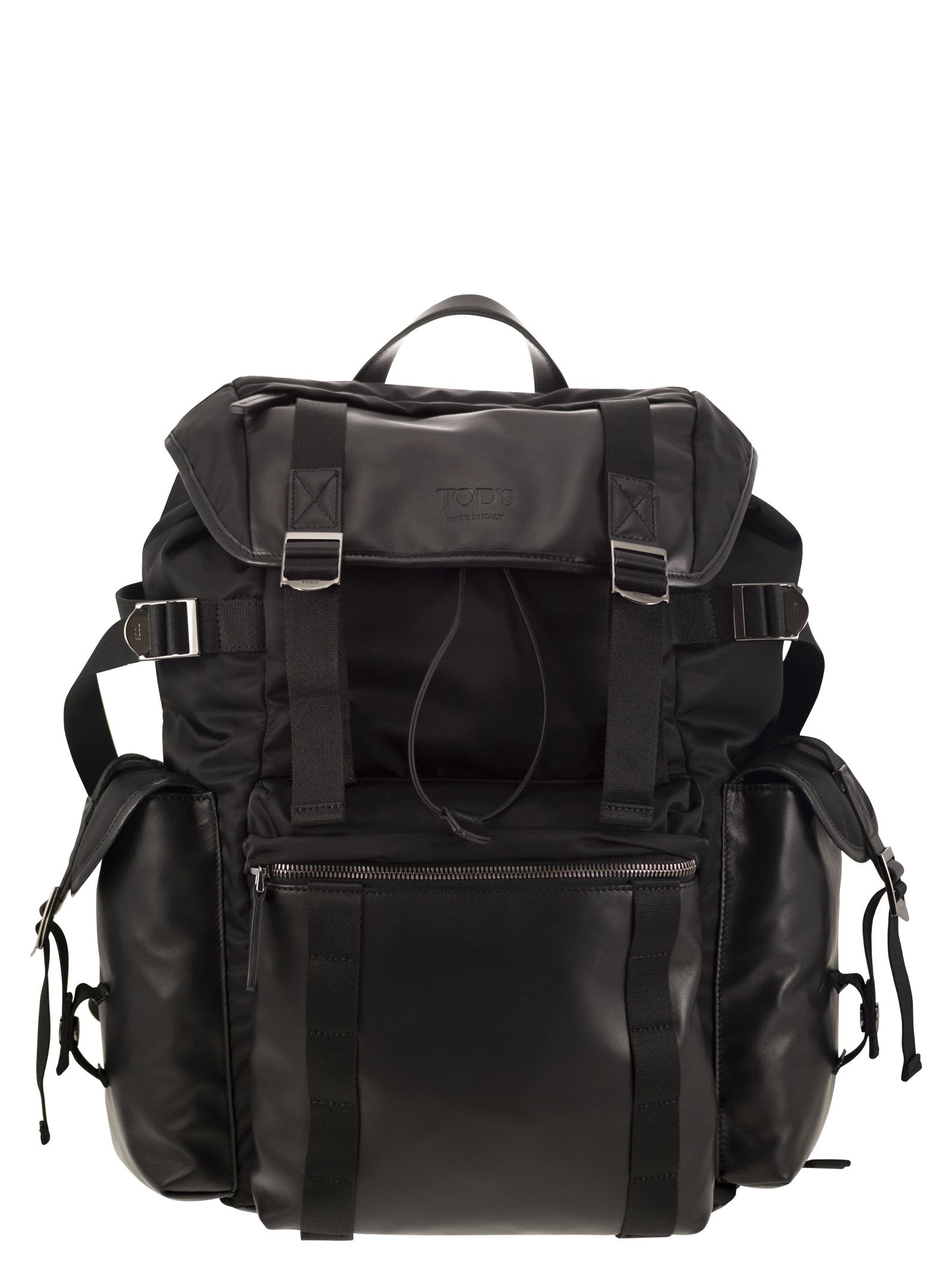 Fabric And Leather Backpack
