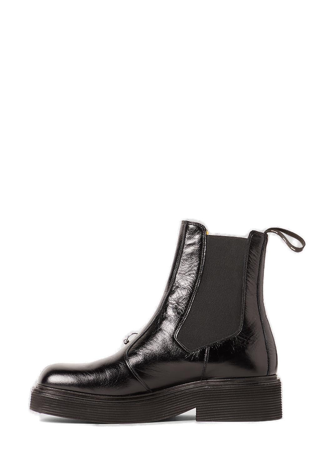 Shop Marni Logo-embossed Square-toe Chelsea Boots In Black