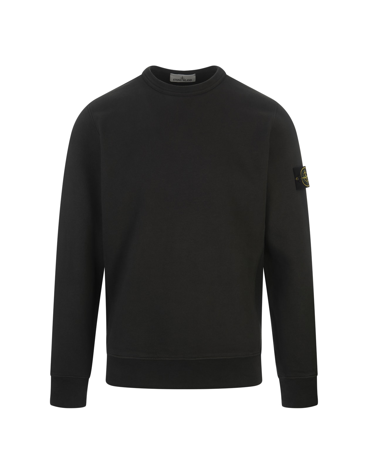 Shop Stone Island Crew-neck Sweatshirt In Lead Grey Gauzed Cotton