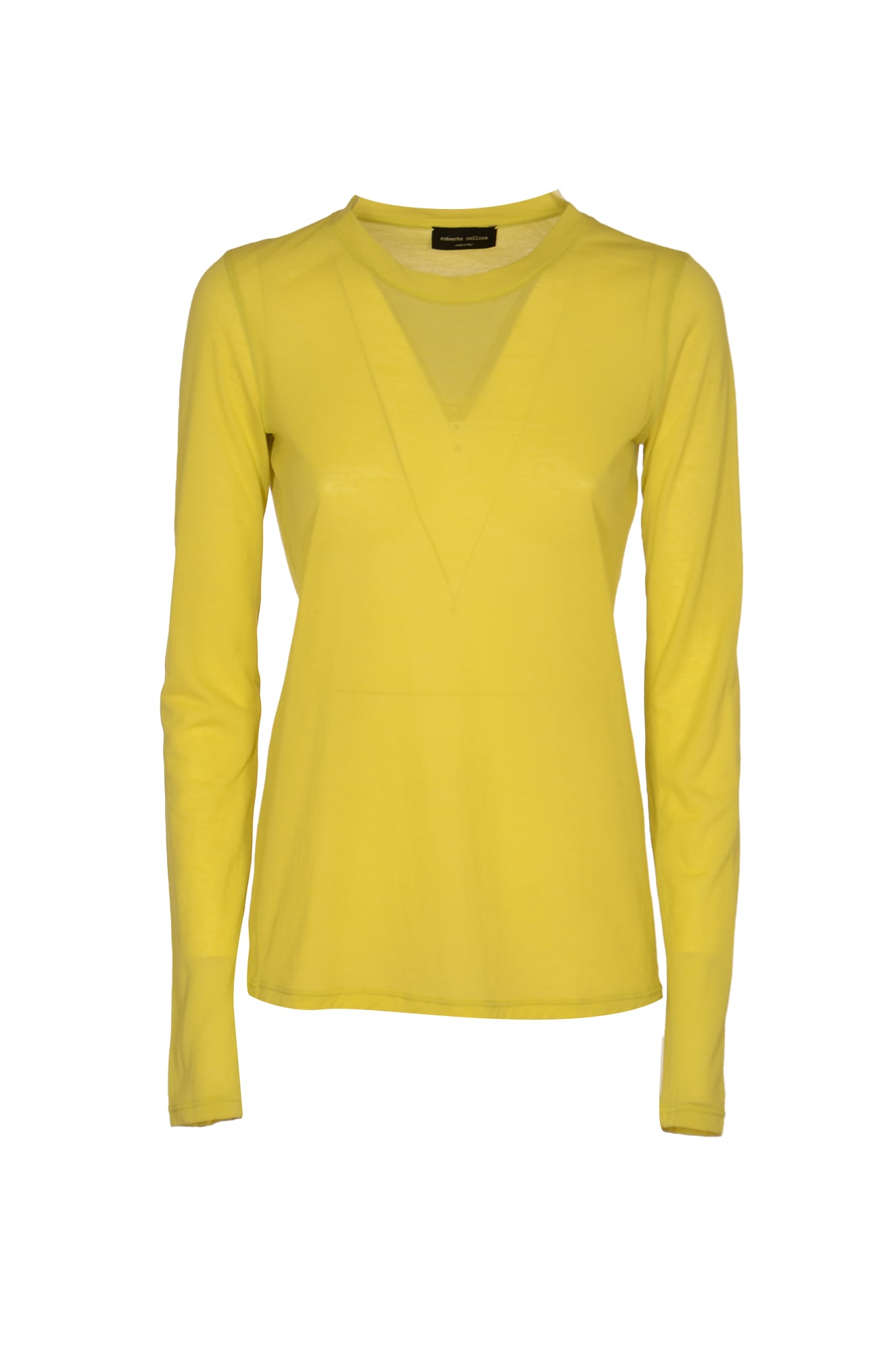 Shop Roberto Collina Round Neck Plain Sweatshirt In Limone