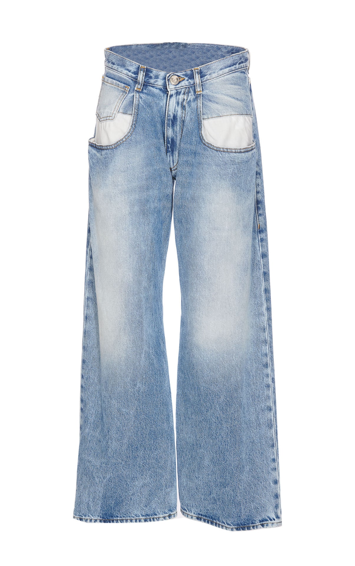 Shop Maison Margiela Straight Denim Jeans With Contrasting Pockets