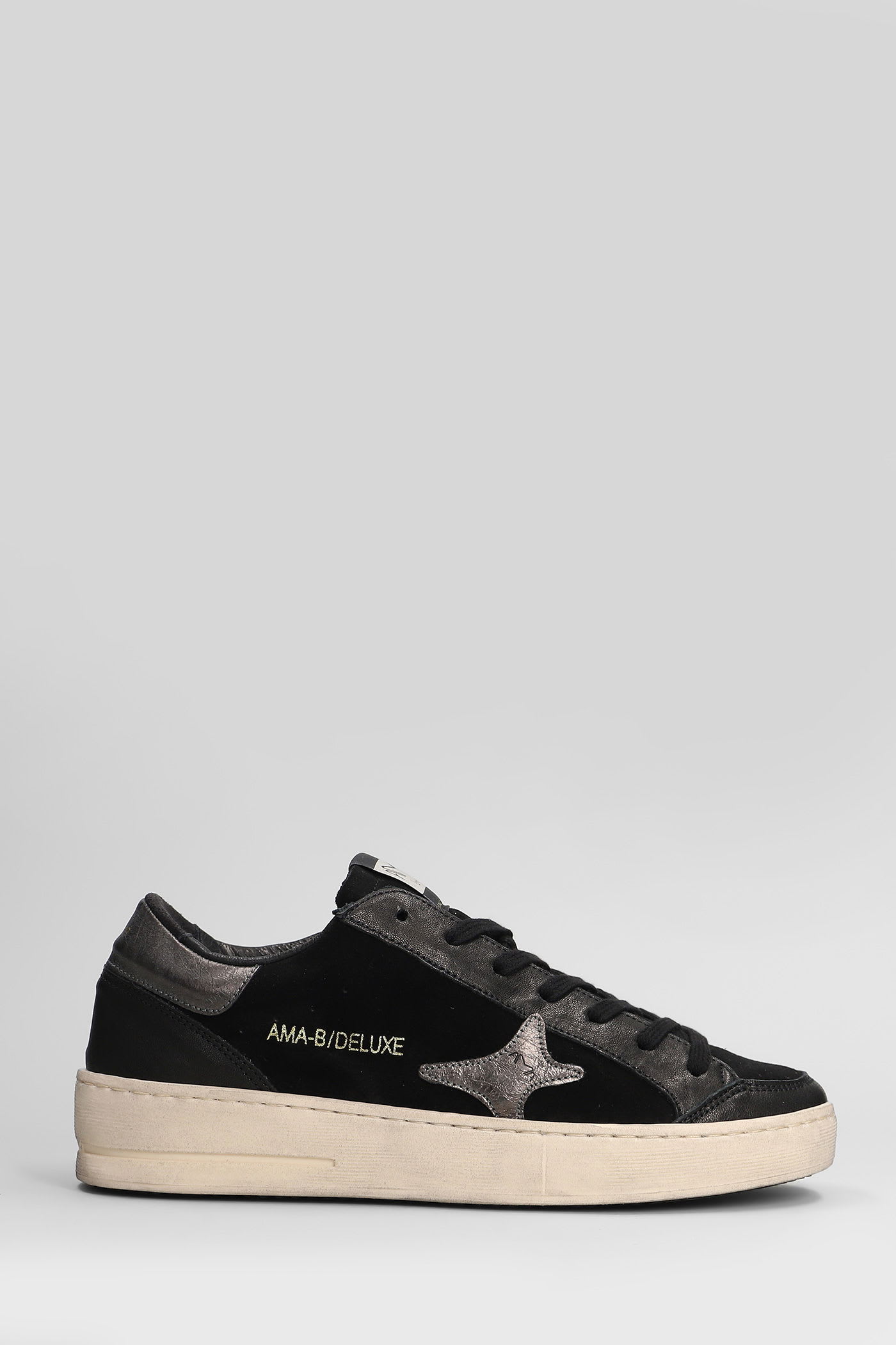 Ama Brand Sneakers In Black Suede And Leather