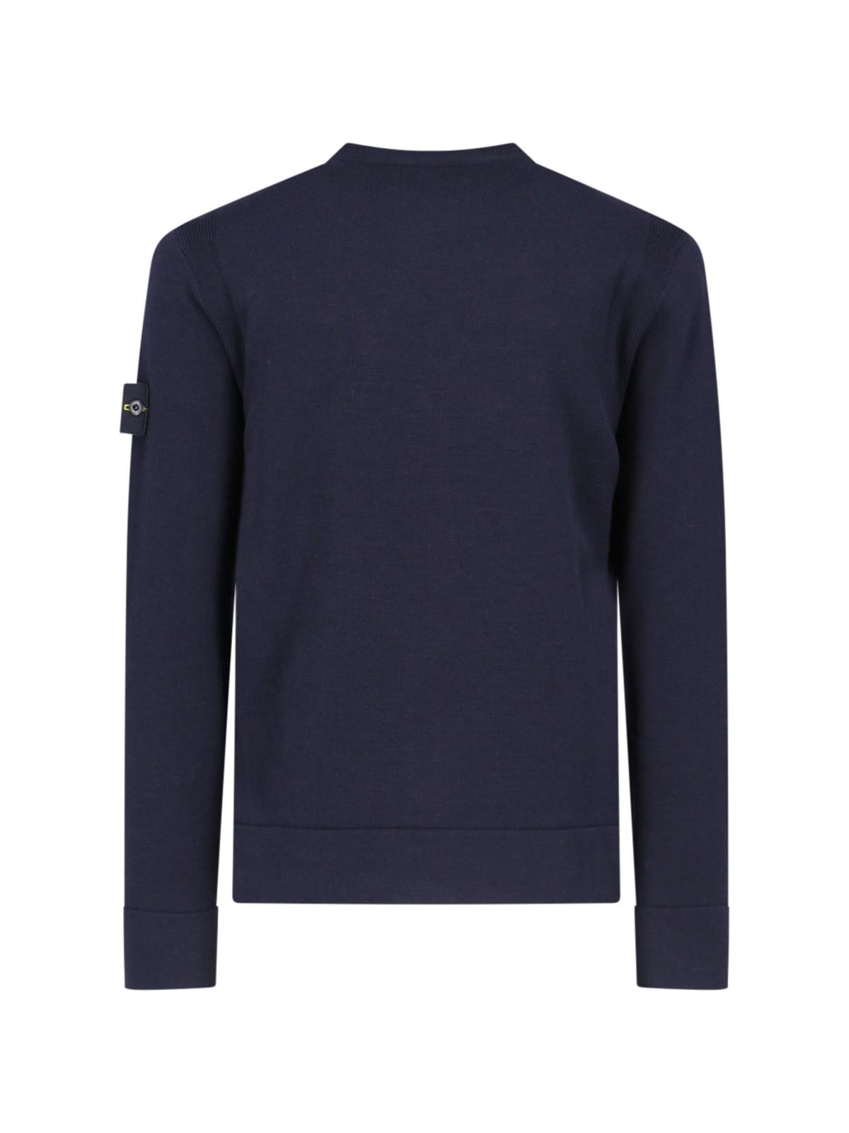 Shop Stone Island Logo Crew Neck Sweater In Blue