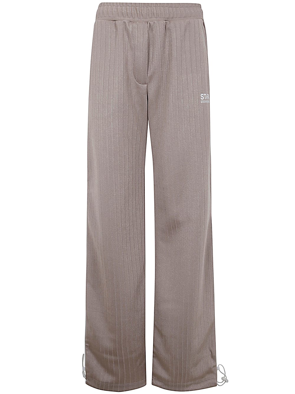 Shop Golden Goose Star Wide Joggings With Stripes In Pale Khaki Papyrus