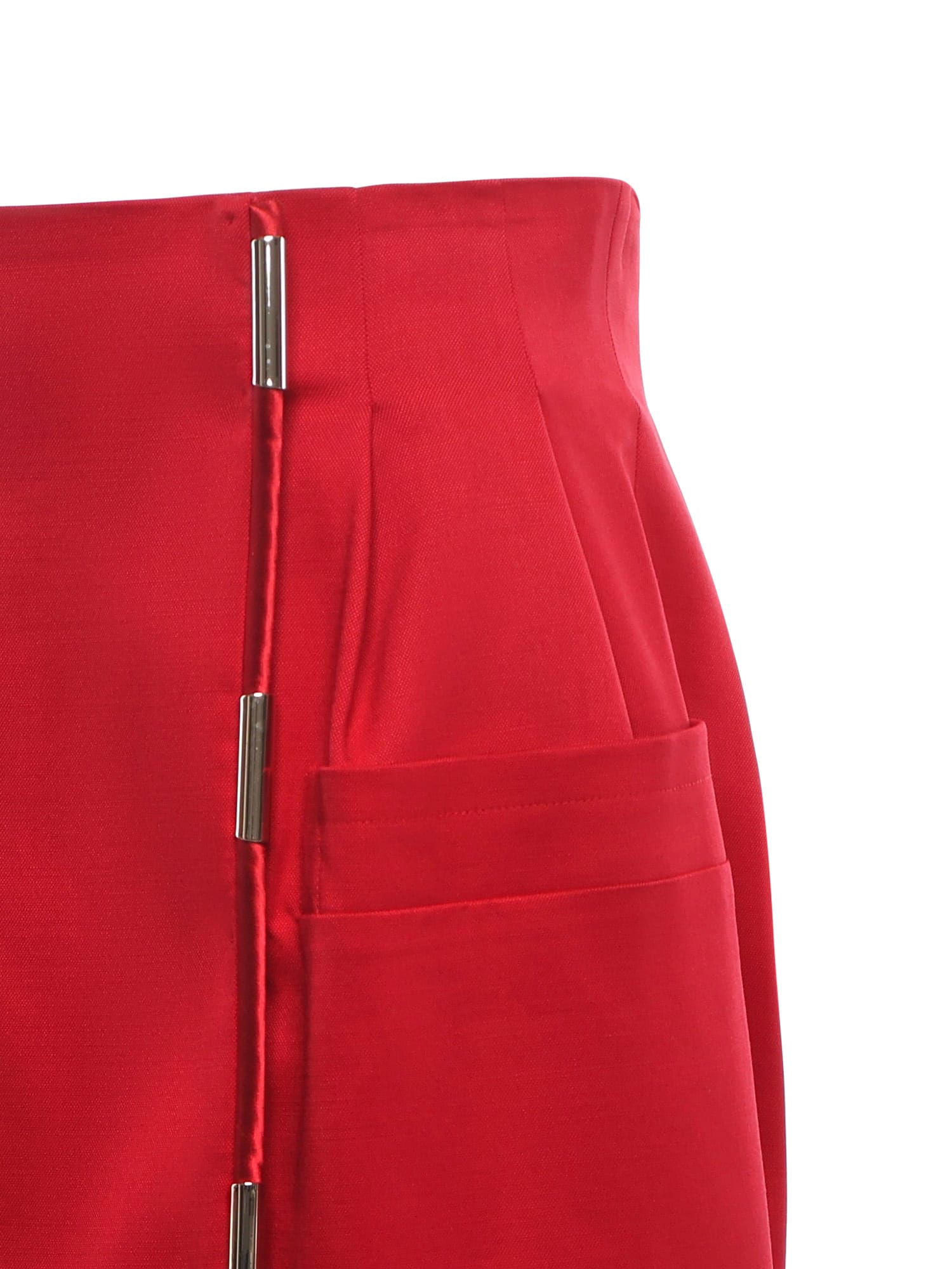 Genny Wrap Mini Skirt With Metallic Details In Red