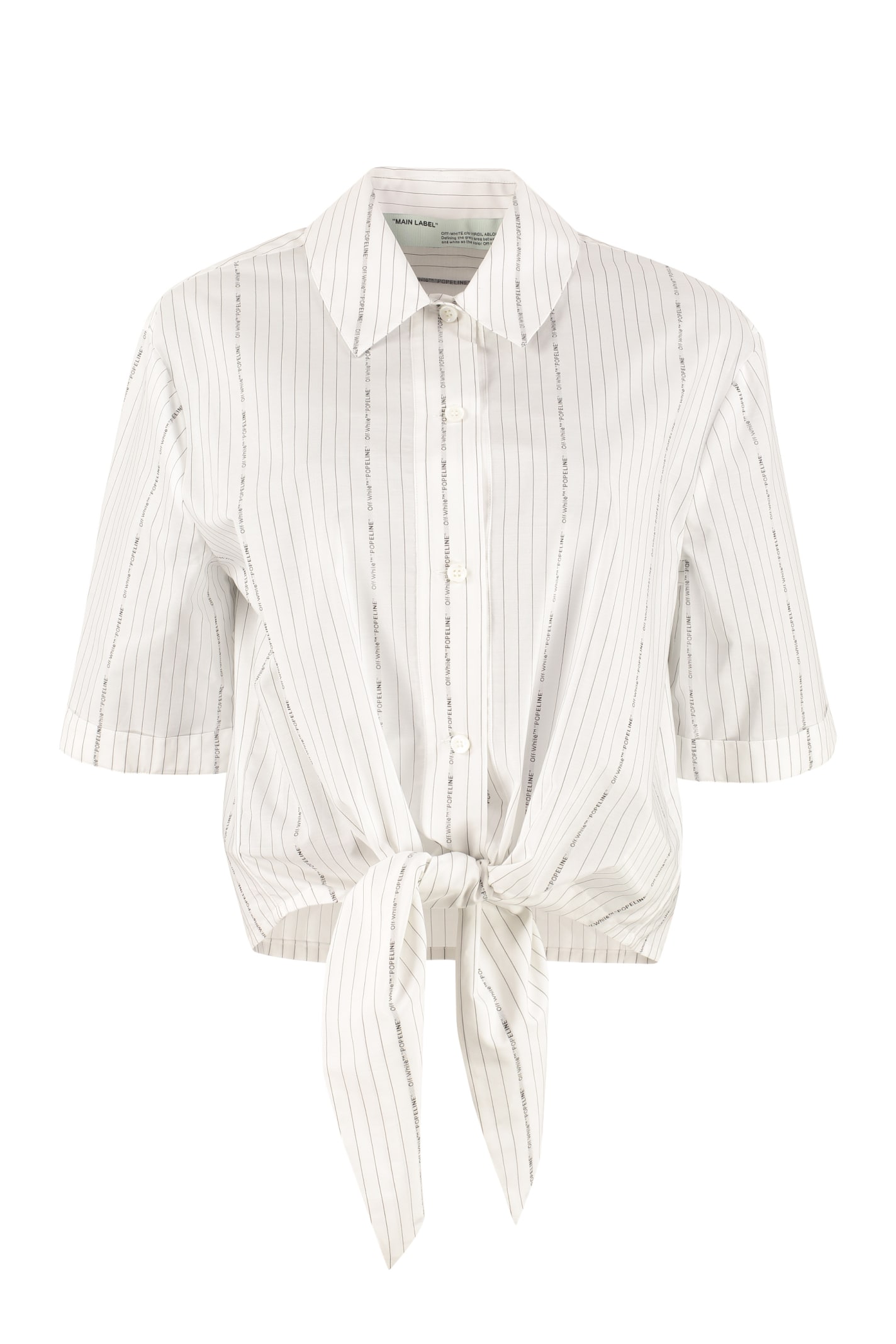 Off-white Striped Poplin Shirt In White
