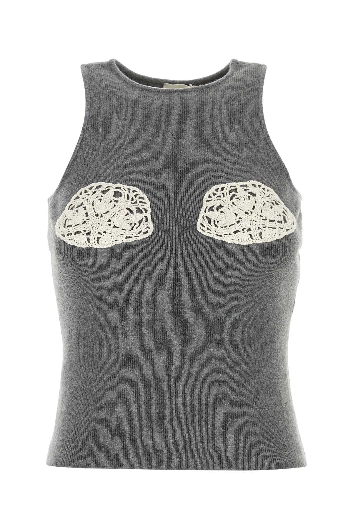 Shop Magda Butrym Grey Cashmere Tank Top