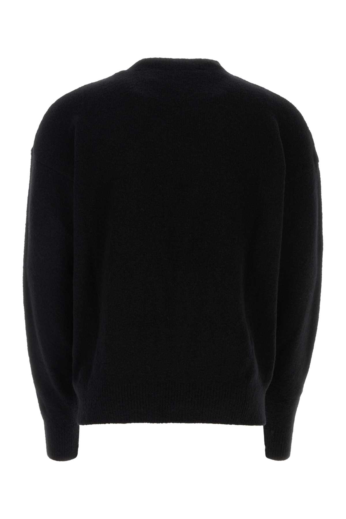 Shop Palm Angels Black Stretch Wool Blend Sweater In Blackwhit