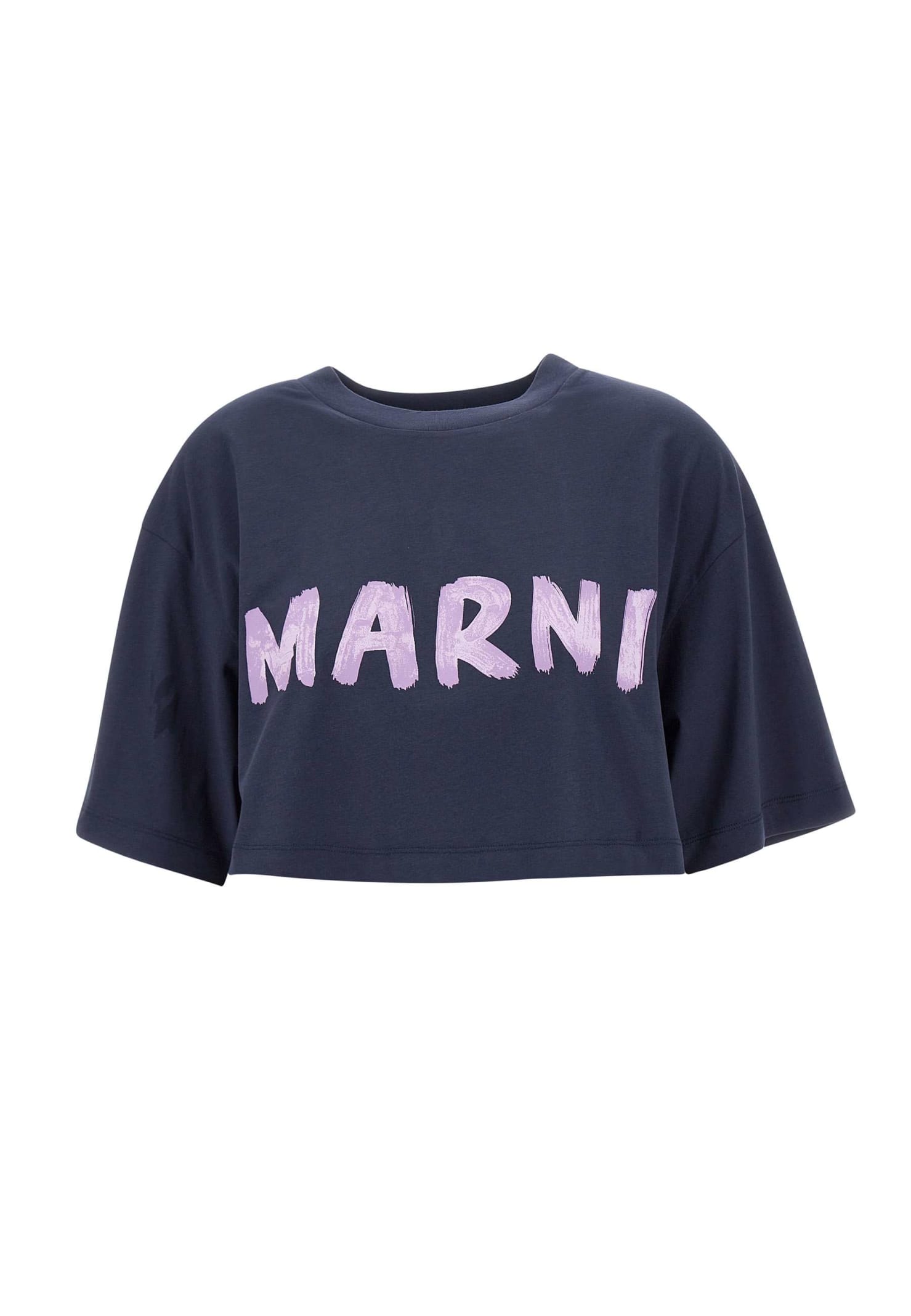 Shop Marni Organic Cotton T-shirt In Blue