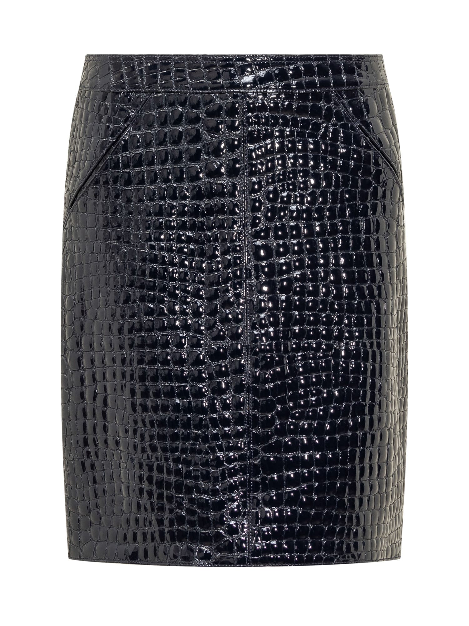 Shop Tom Ford Crocodile-embossed Leather Skirt In Deep Blue