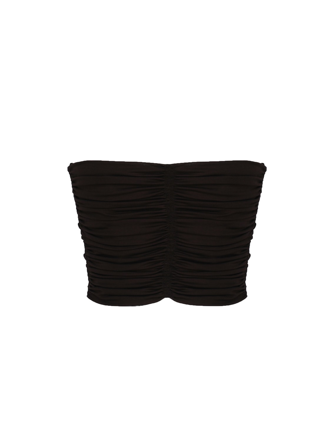 Shop Saint Laurent Draped Crop Top In Dark Brown