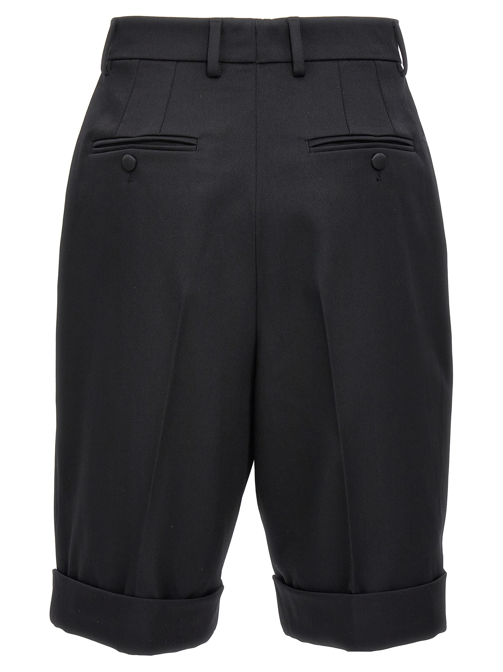 Shop Dolce & Gabbana Gabardine Bermuda Shorts In Black