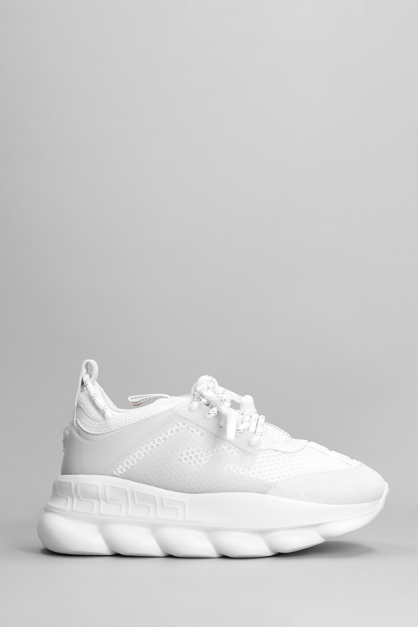 Versace Chain Reaction Sneakers In White Leather