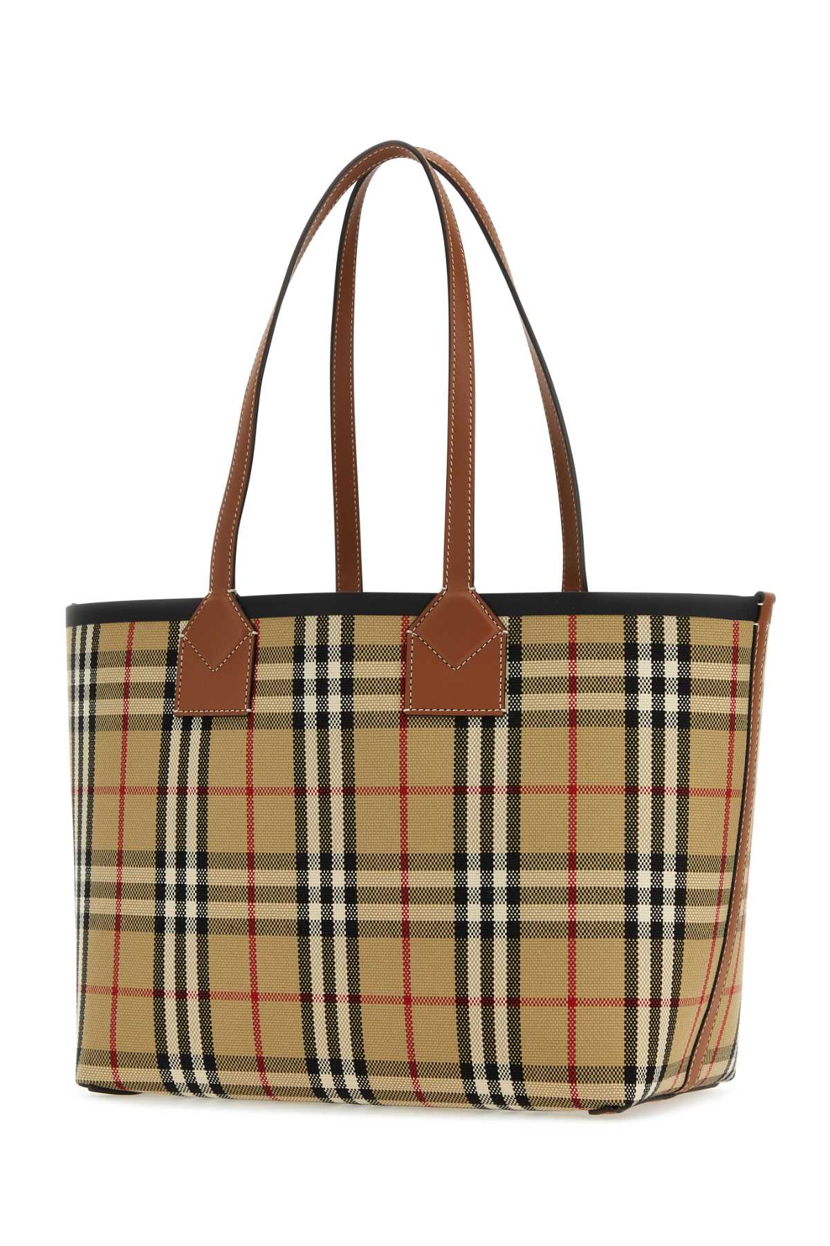 BURBERRY EMBROIDERED CANVAS SMALL LONDON SHOPPING BAG