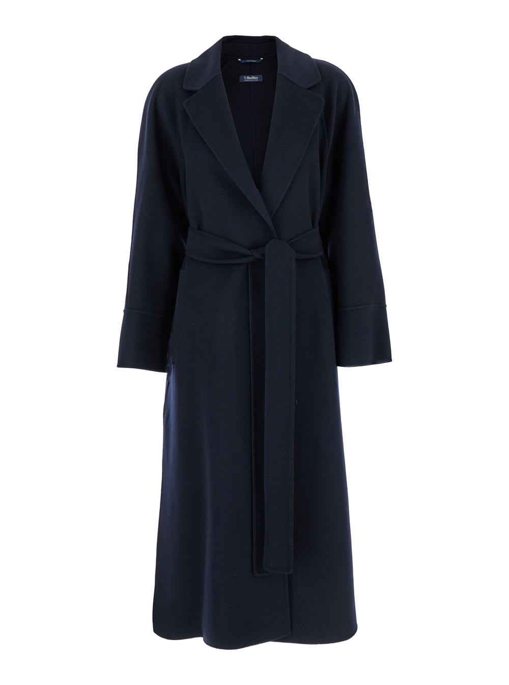 Shop 's Max Mara Agata Blue Coat With Matching Belt Il Wool Woman In Navy