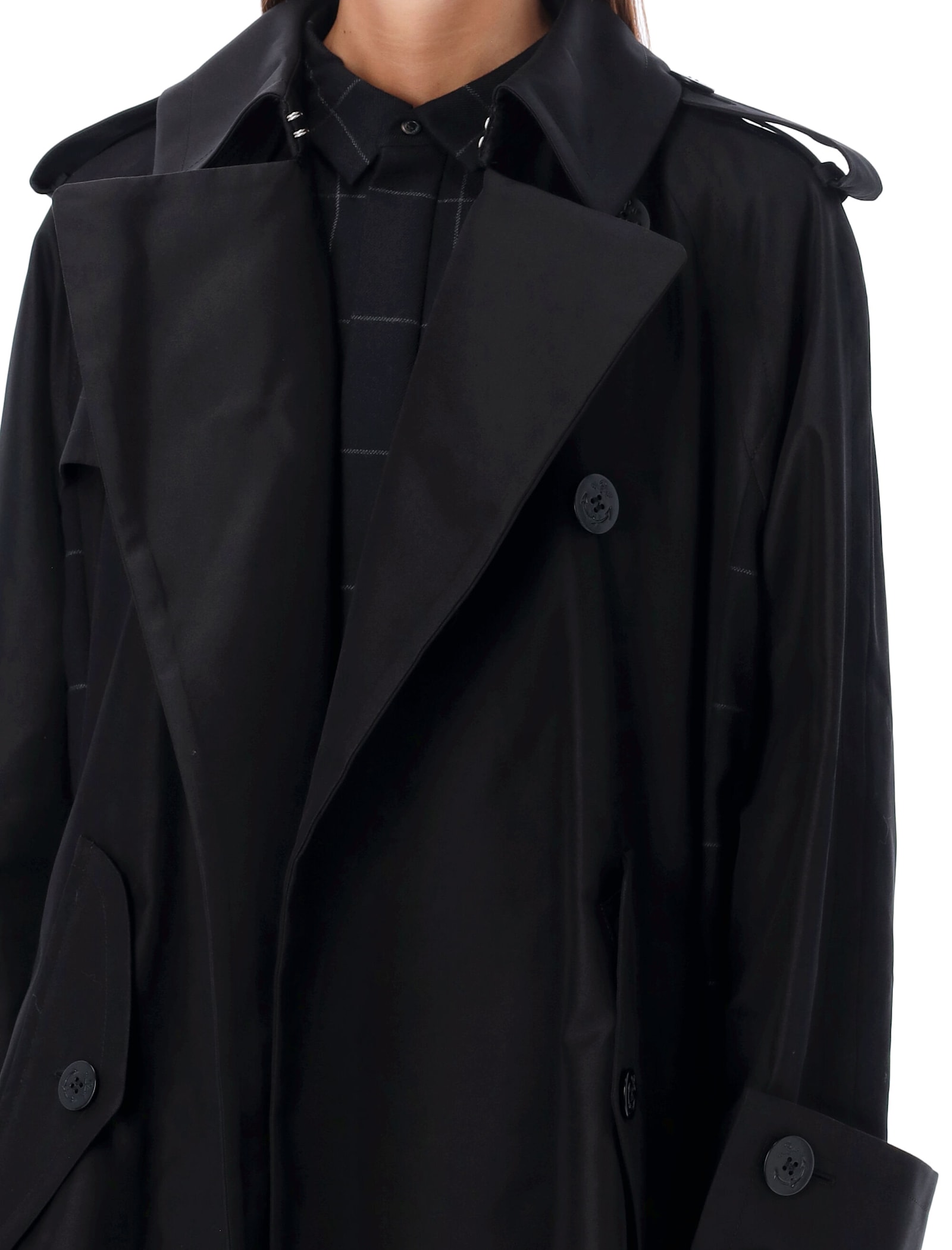 Shop Sacai Paneled Trench Coat In Black