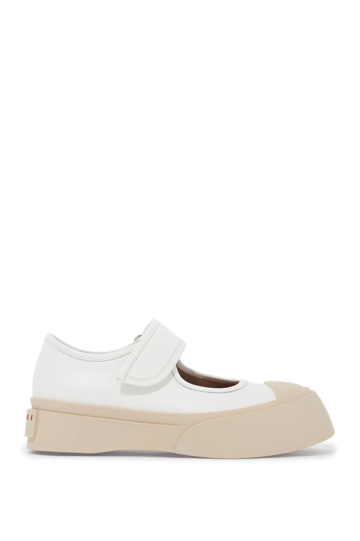 Shop Marni Pablo Mary Jane Nappa Leather Sneakers In Lily White (white)