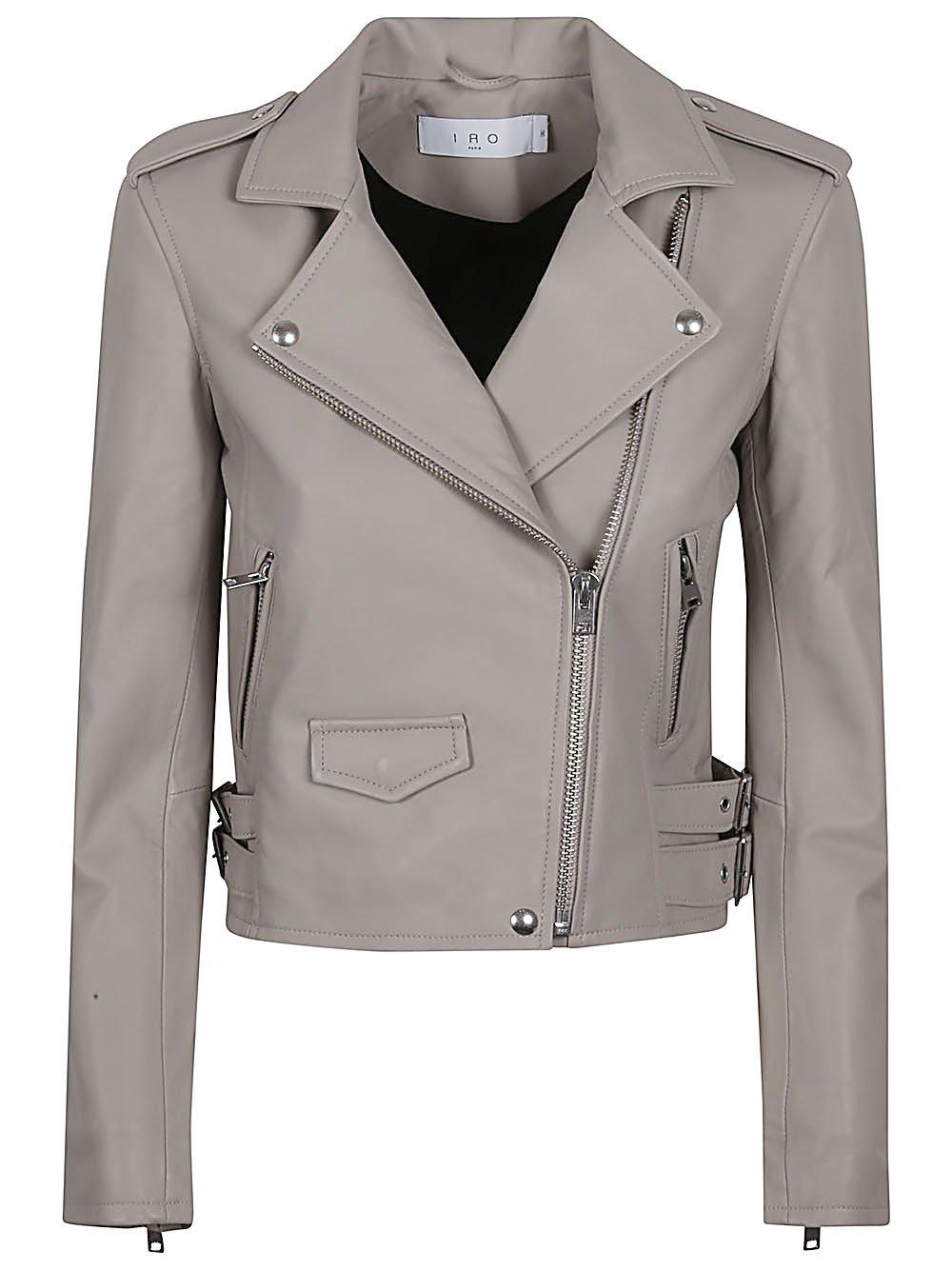 Shop Iro Zipped Leather Jacket In Grey