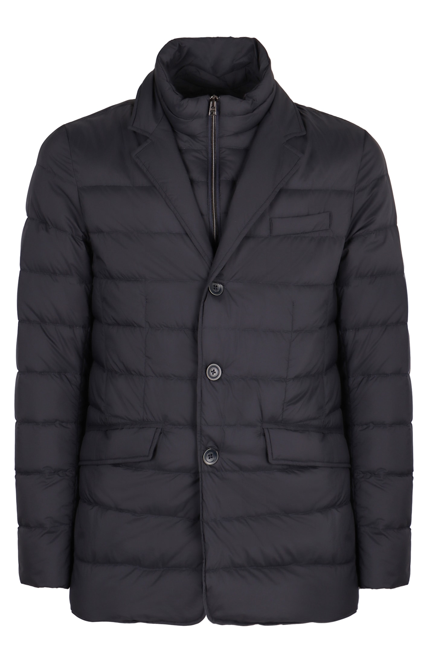 Herno La Giacca Water Resistant Down Blazer With Removable Bib In Blue
