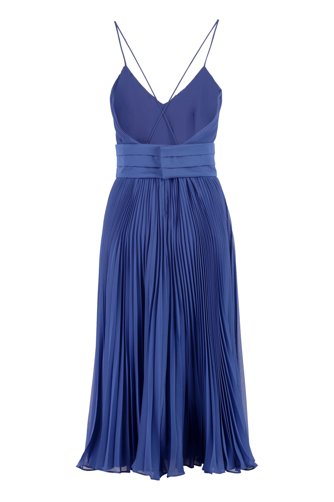 Shop Max Mara Clarino Pleated Midi Dress In Blue