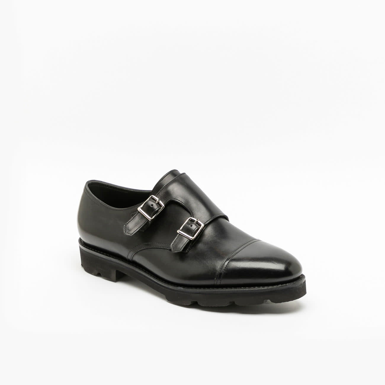 William Black Calf Monk Strap Shoe With Walking Sole