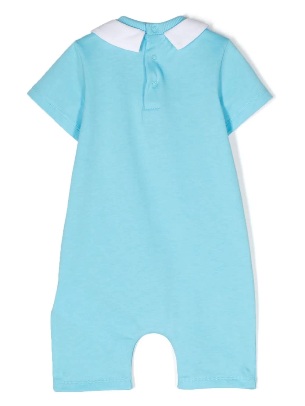 Shop Moschino Short Light Blue Playsuit With Logo And Teddy Bear With Fish