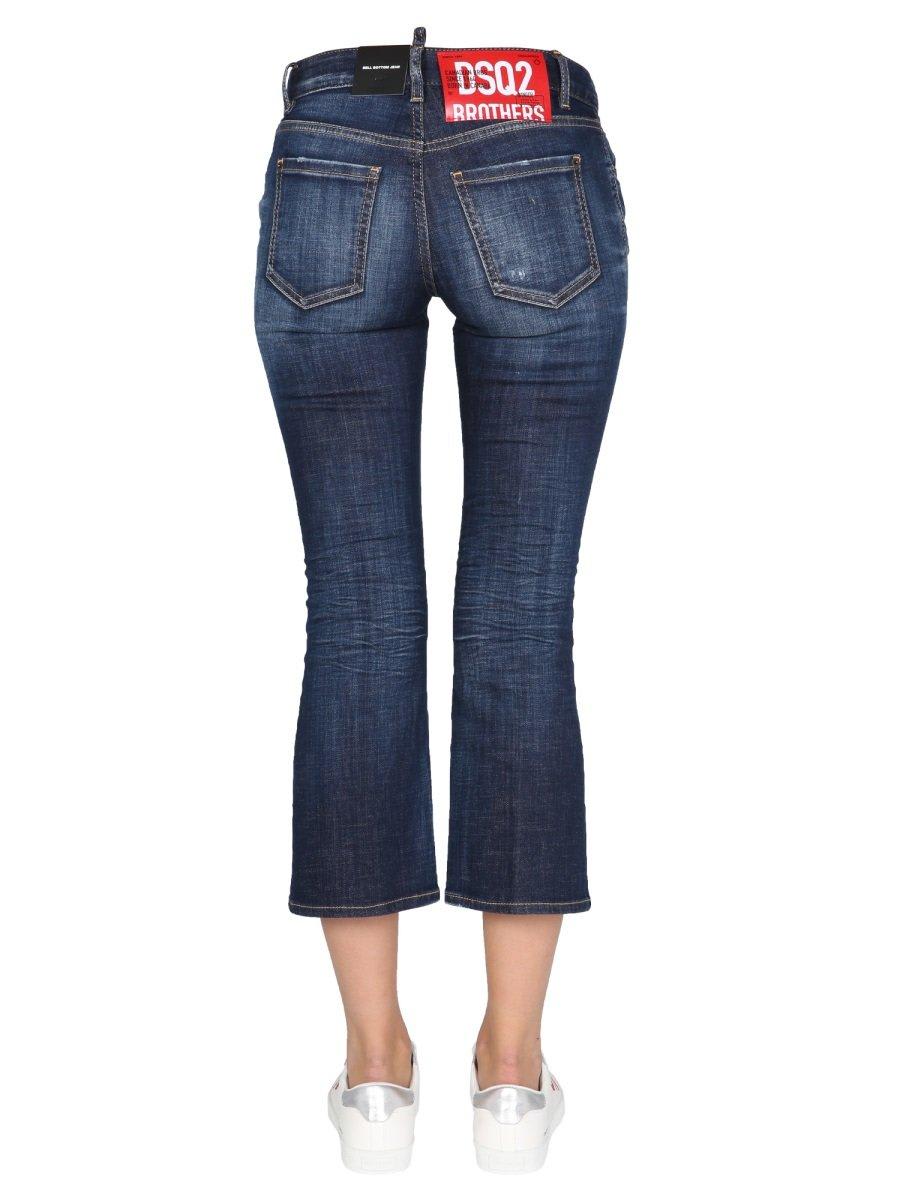 Shop Dsquared2 Distressed Cropped Jeans In Blu Denim