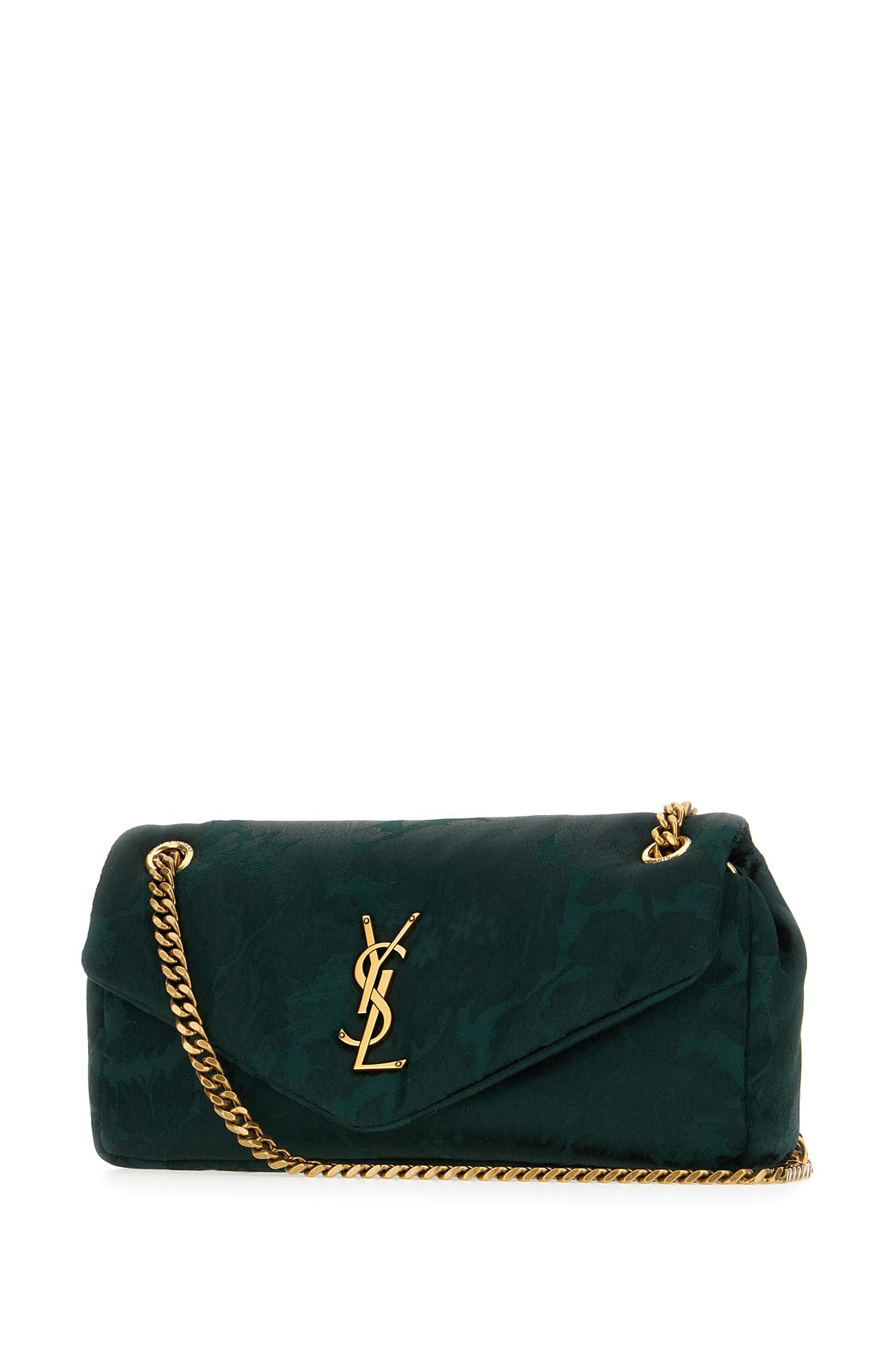 Saint Laurent Green Jacquard Small Calypso Shoulder Bag