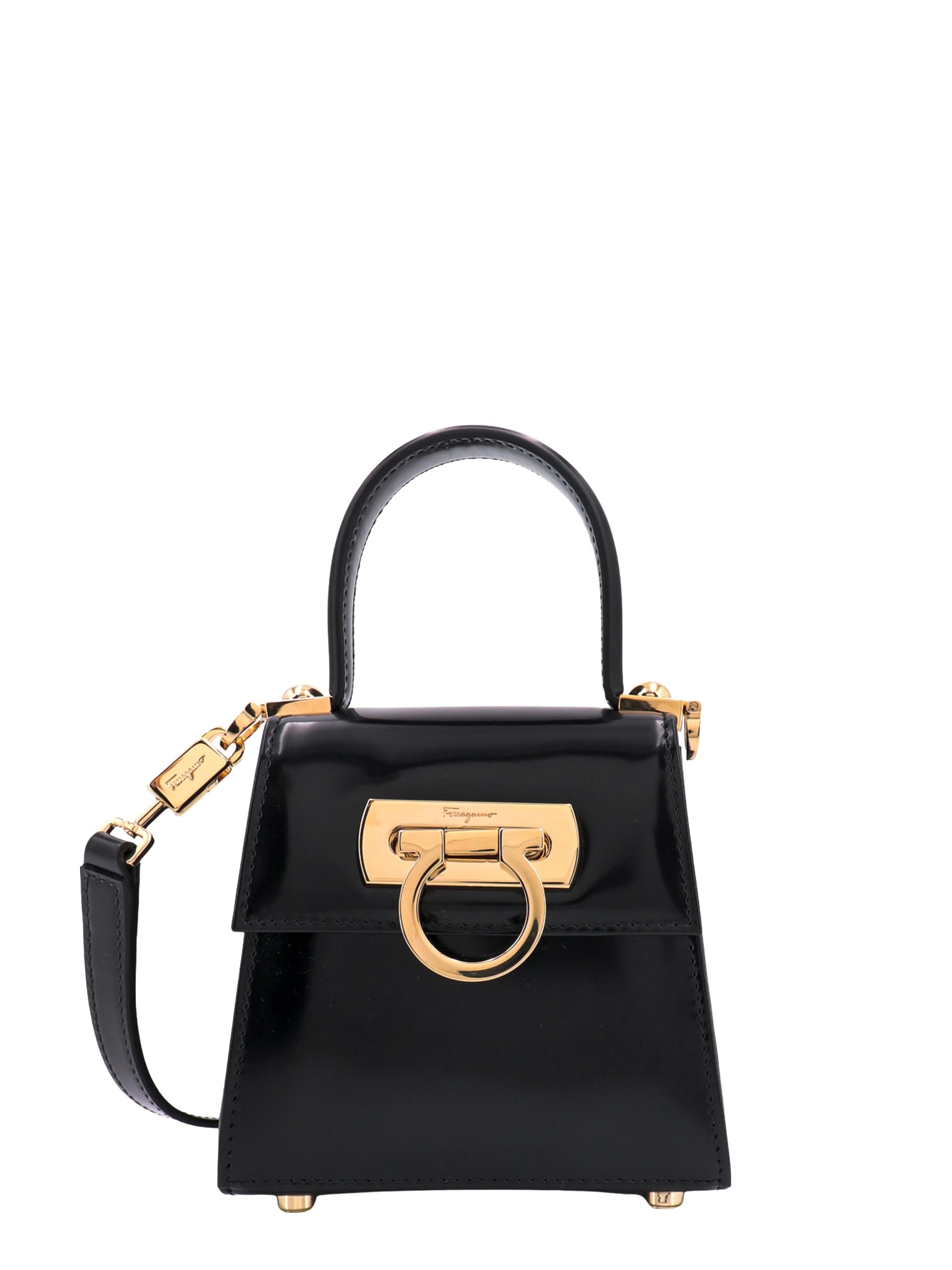 Shop Ferragamo Top Handle Xs Handbag In Black