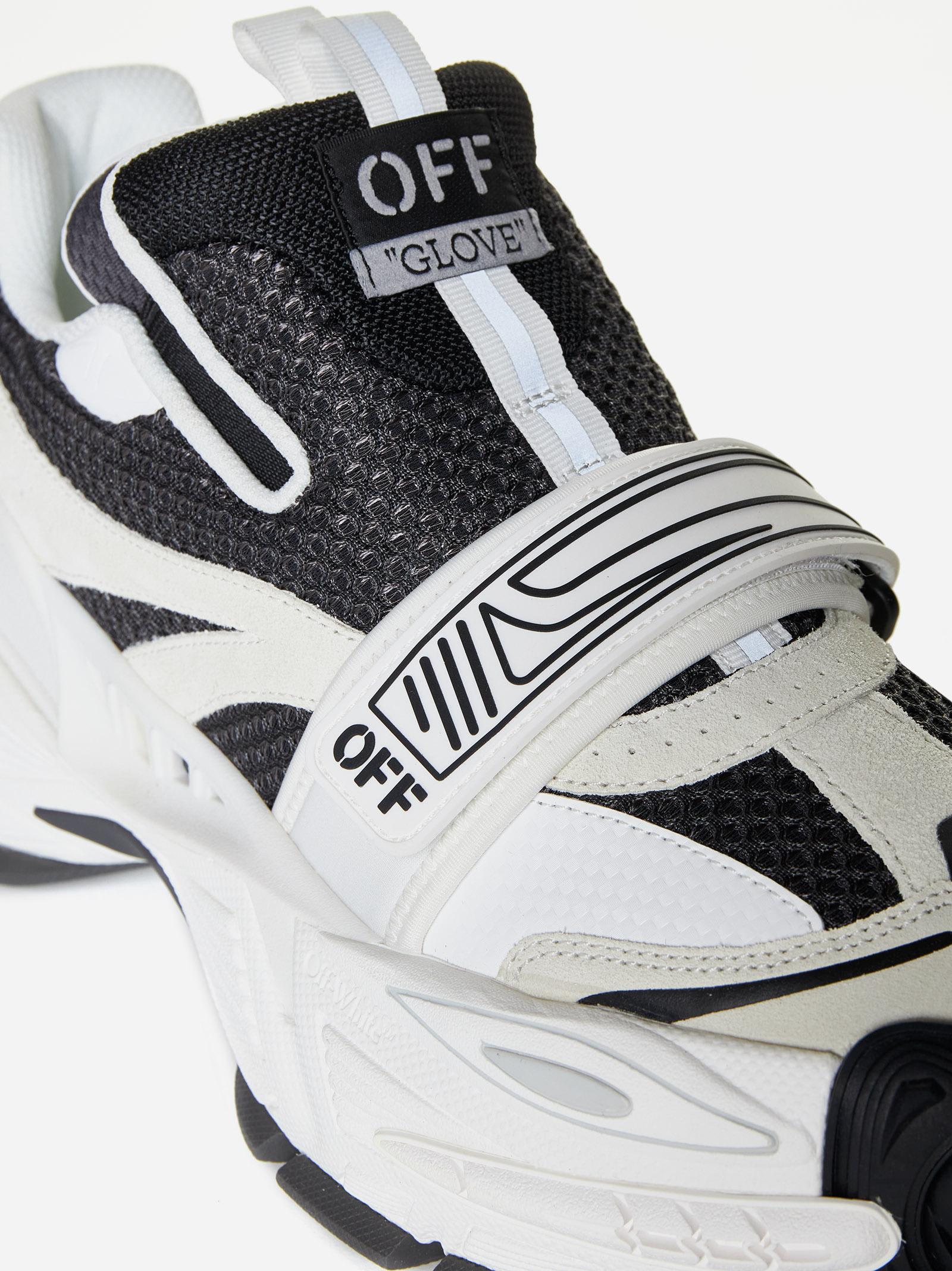 Shop Off-white Glove Mix Materials Slip On Sneakers In White/black