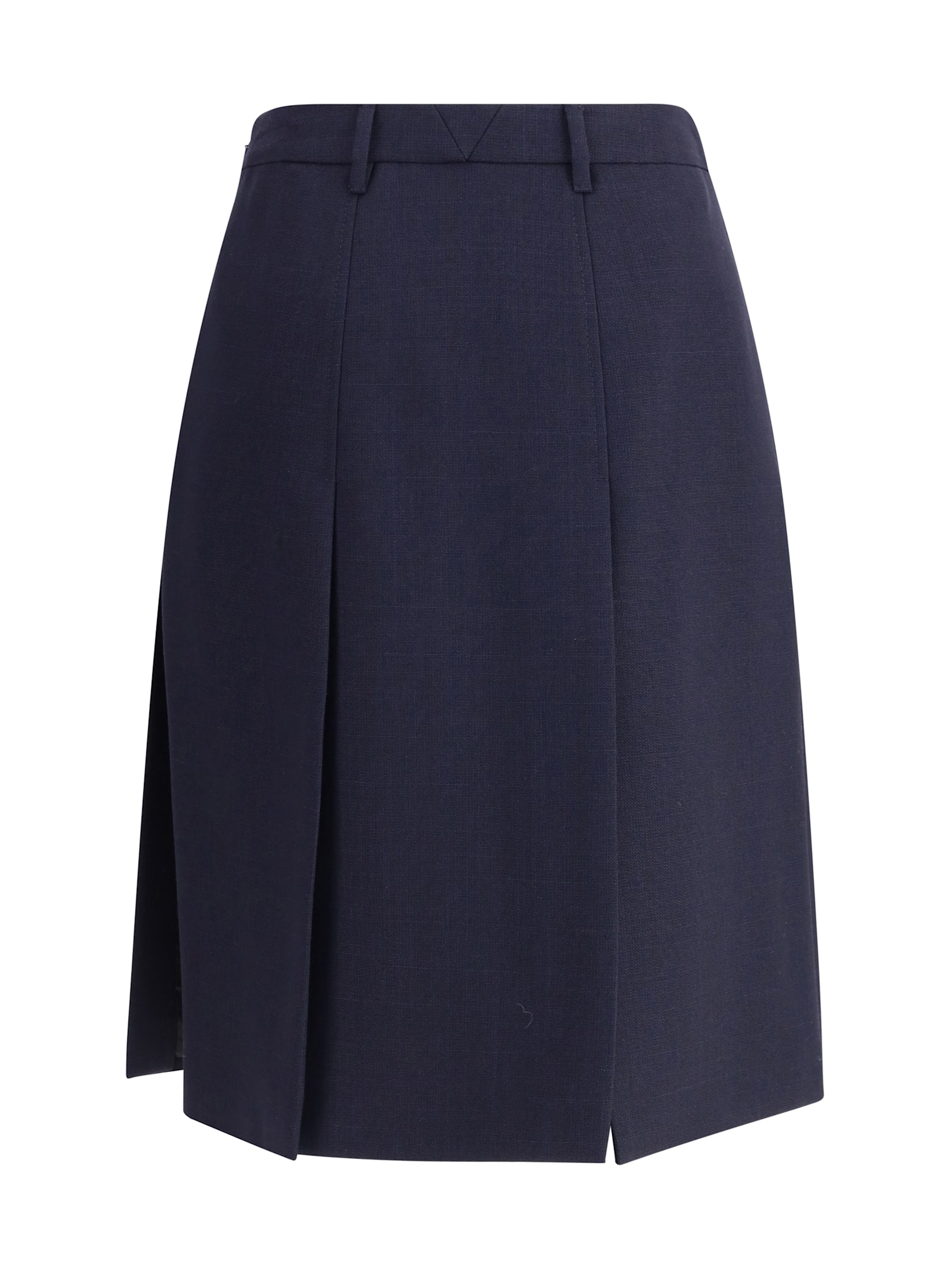 Prada Virgin Wool Midi Skirt In Blue