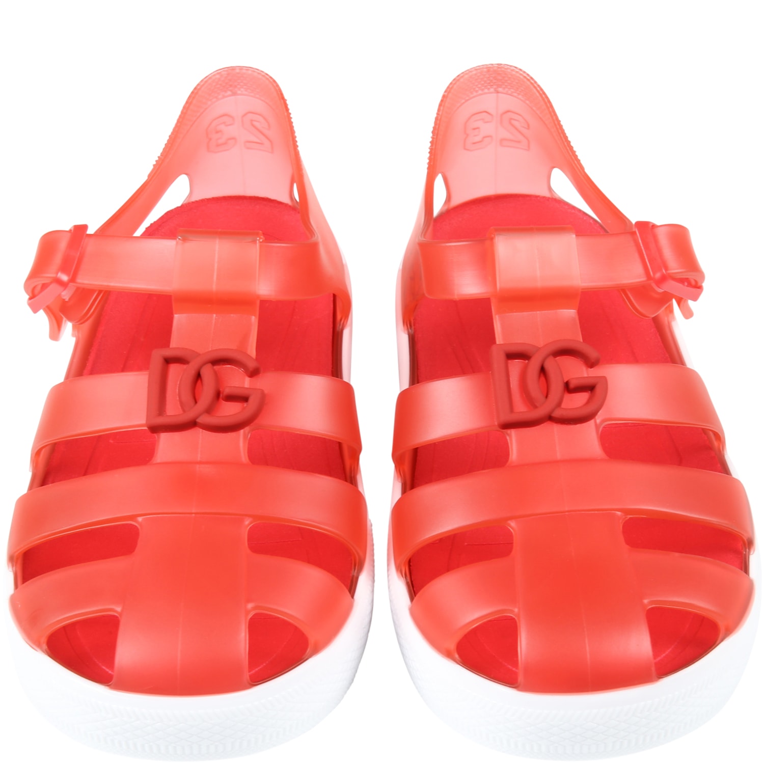 Shop Dolce & Gabbana Red Sandals For Kids With Logo
