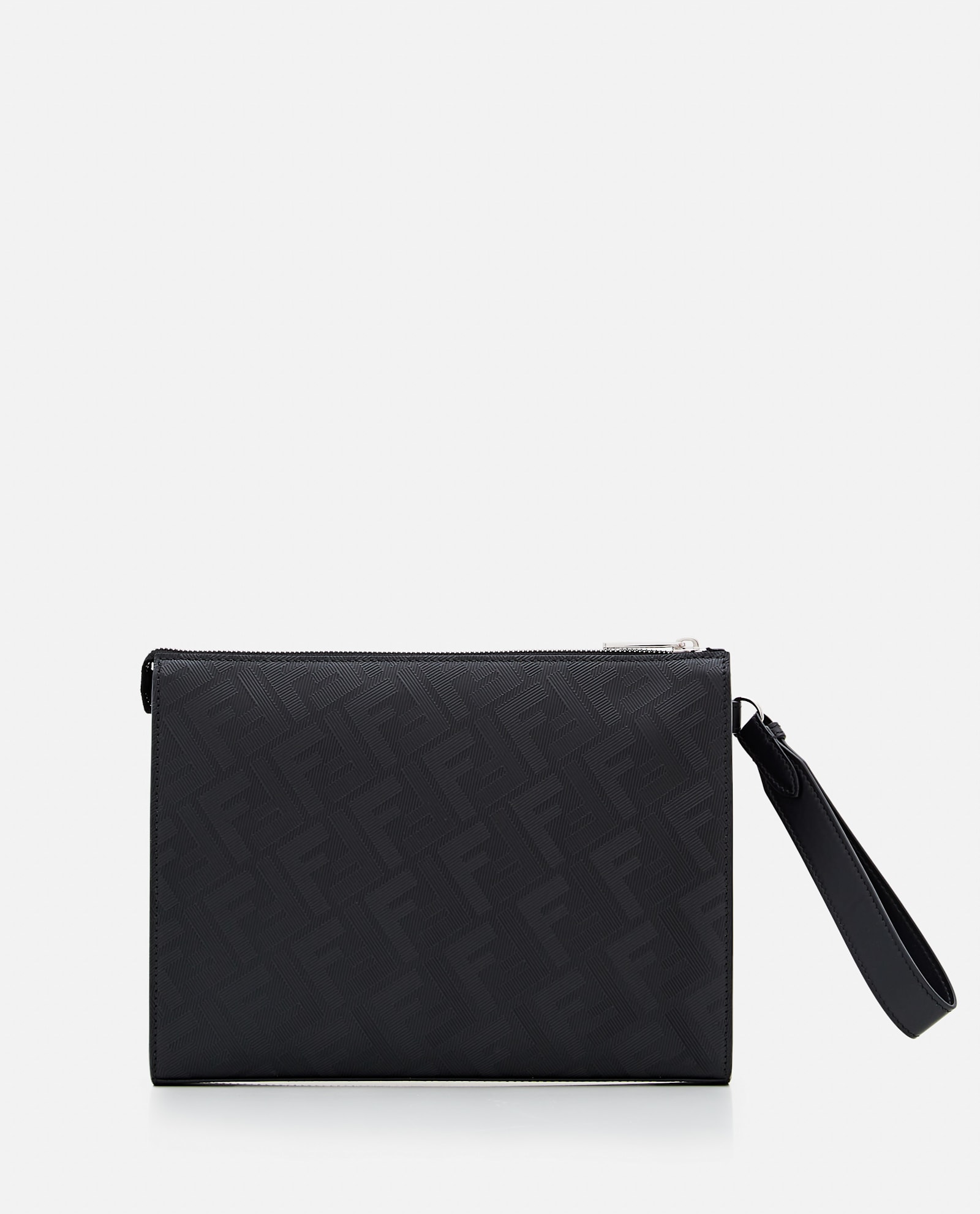 Shop Fendi Leather Ff Pouch Bag In Black