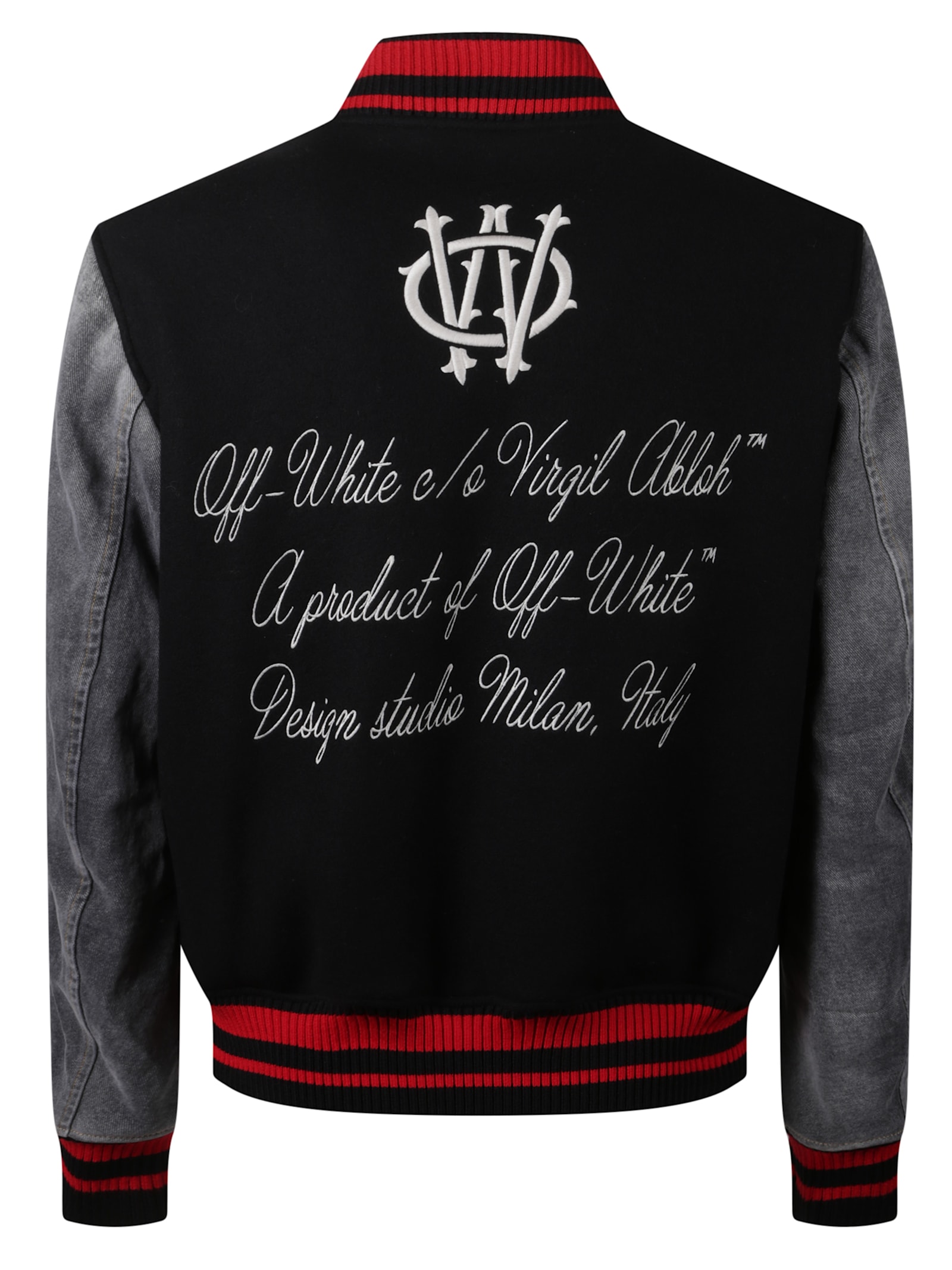 Off-white Stylish Short Jacket Featuring Contrast Sleeves In Black