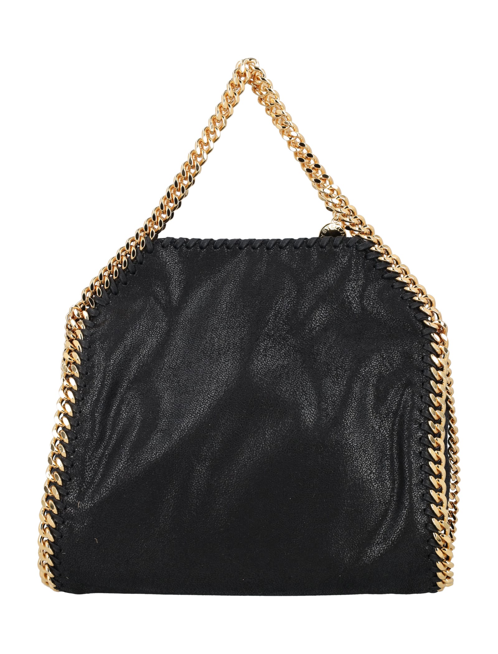 Shop Stella Mccartney Falabella Mini Tote Bag With Gold-chain In Black