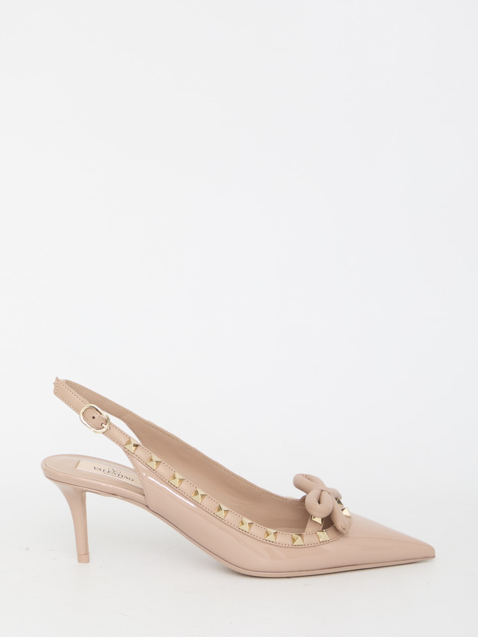 Shop Valentino Rockstud Bow Slingback Pumps In Pink