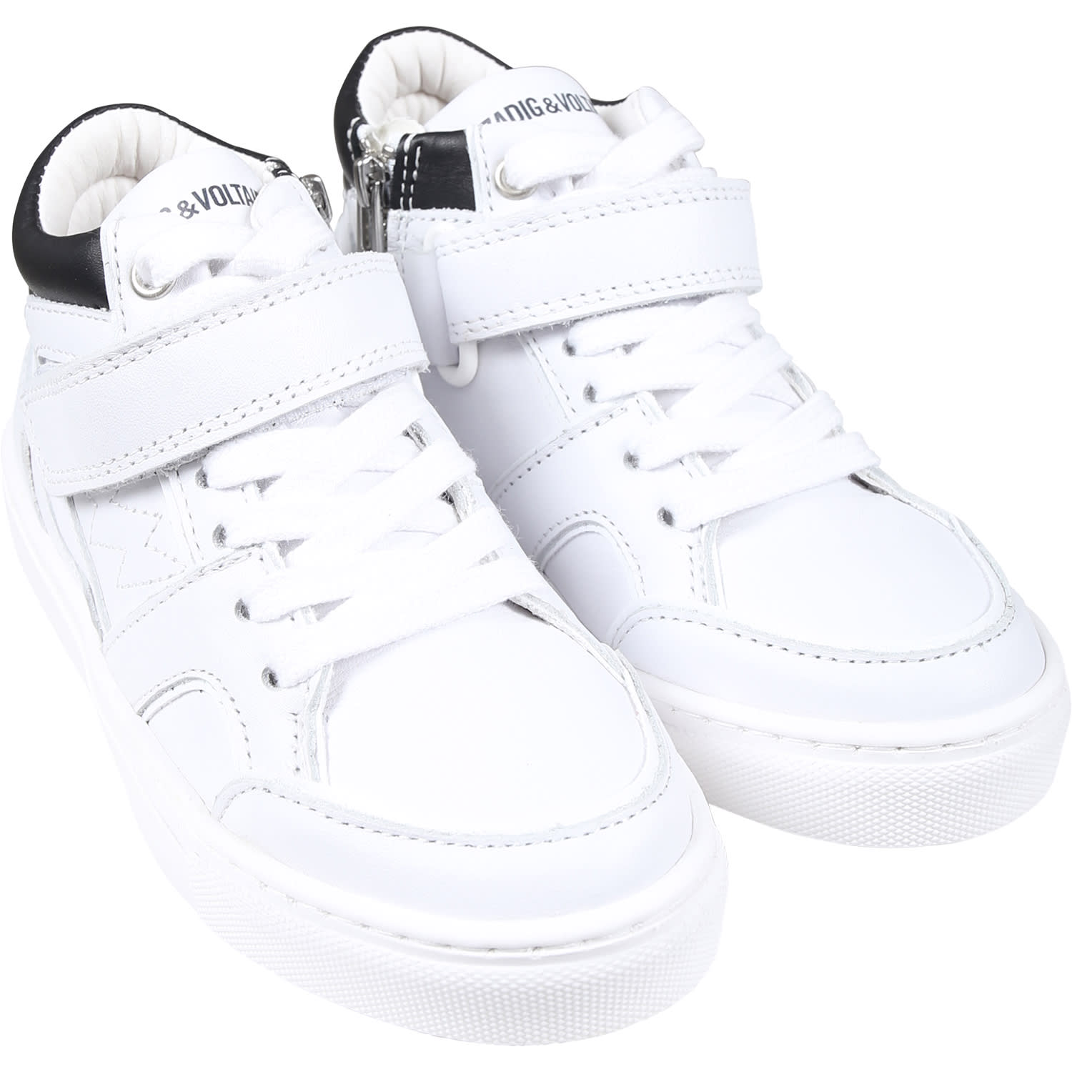 Shop Zadig &amp; Voltaire Sneakers Bianche Per Bambini Con Logo In White