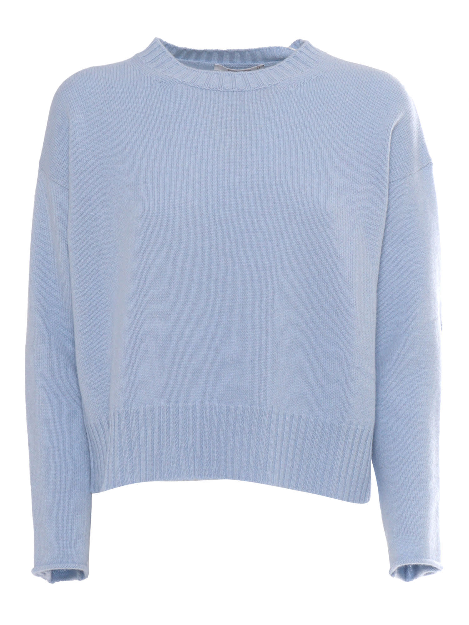 Shop Kangra Boxing Crewneck Sweater With Buttoned Sleeves In Light Blue