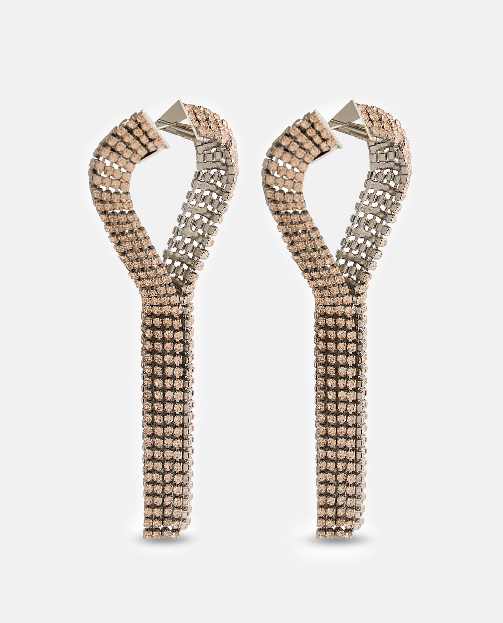 Rabanne Rhinestone Drop Earrings With Platinum Finish In Silver Pink