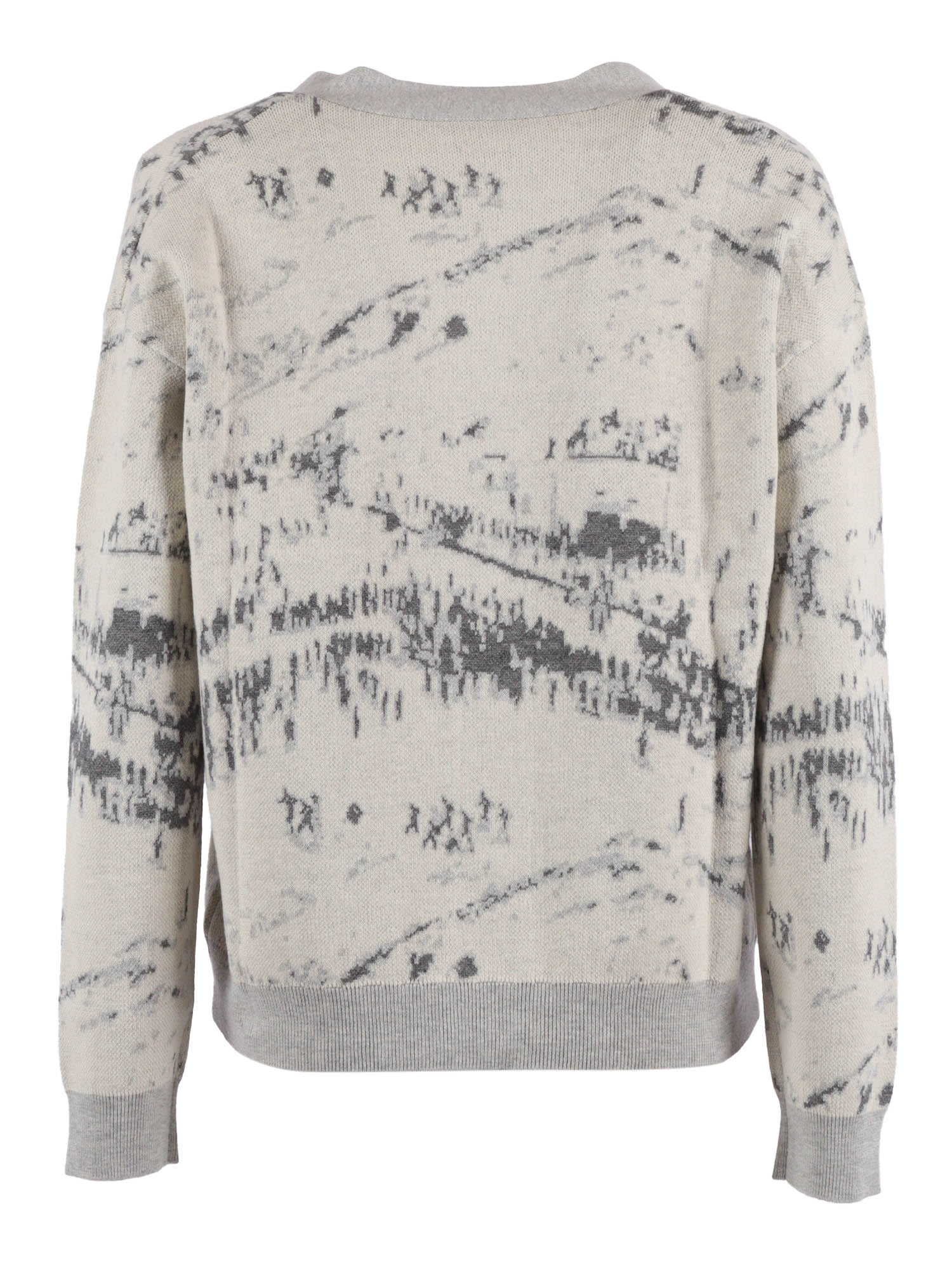 Ballantyne Fine Knit V-neck Cardigan With Button-down Front In Multi