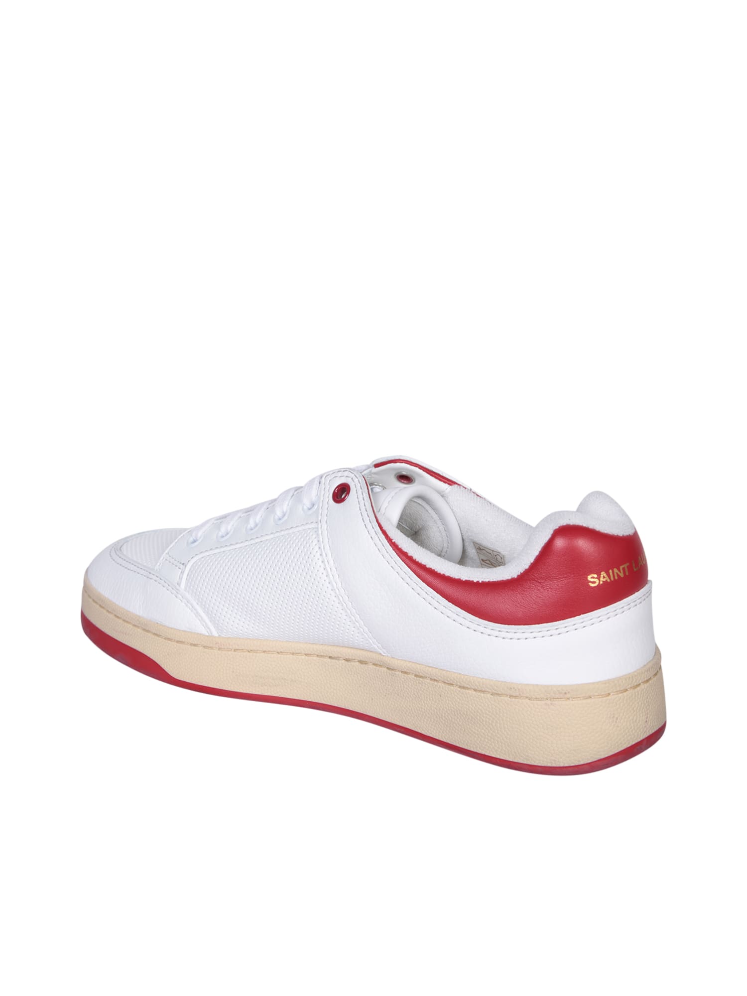 Shop Saint Laurent Sl/91 White/red Sneakers