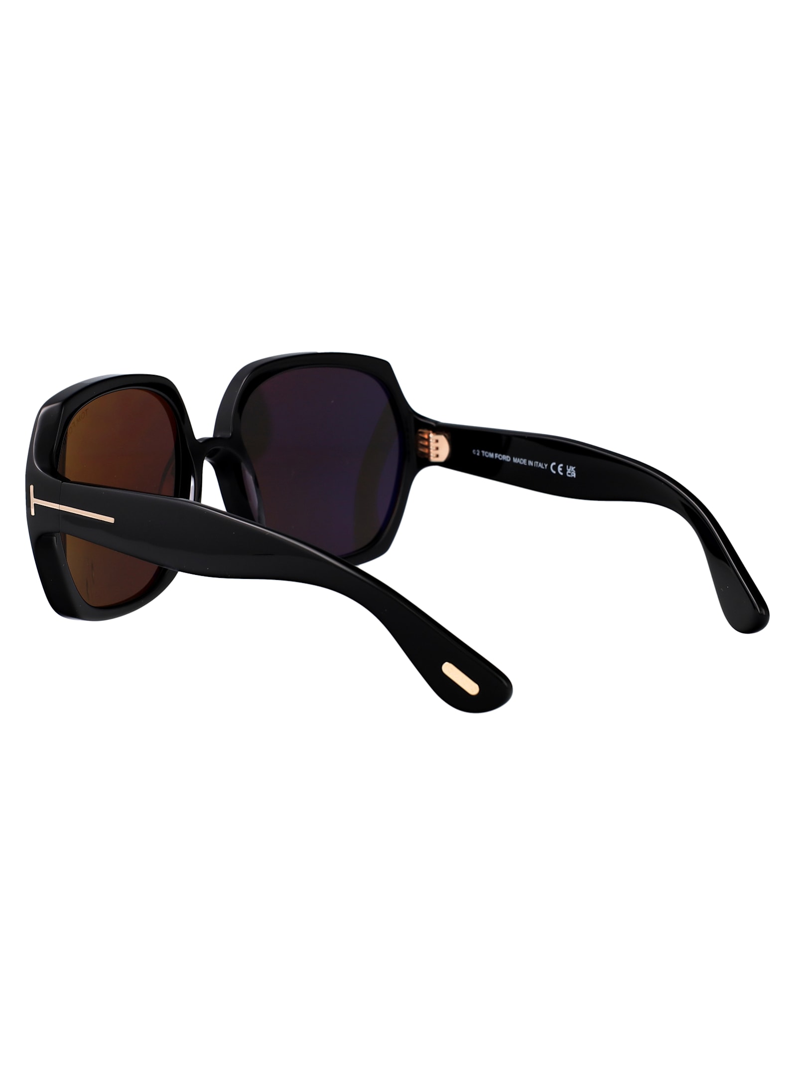 Tom Ford Geometric Sunglasses In Nero Lucido / Fumo