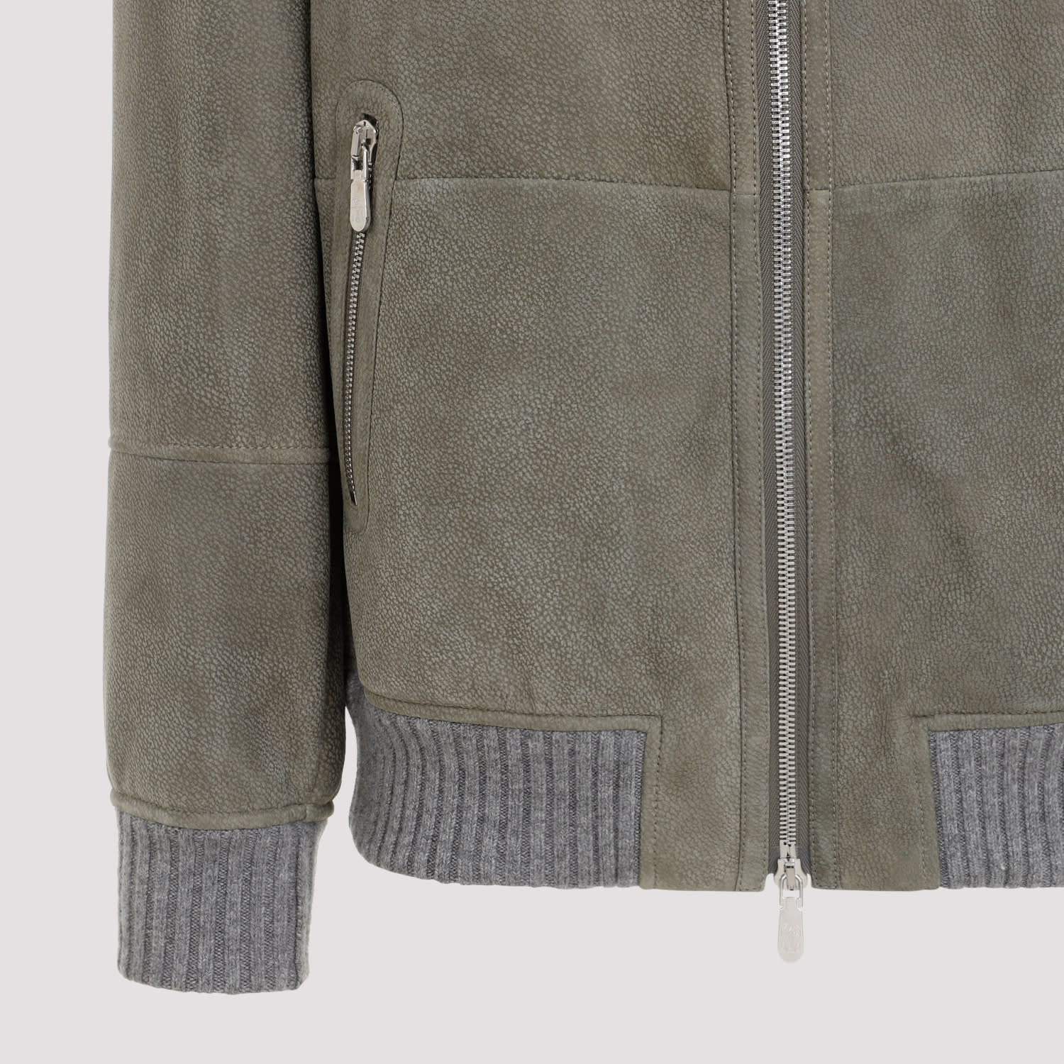 Shop Brunello Cucinelli Leather Bomber Jacket In Militare