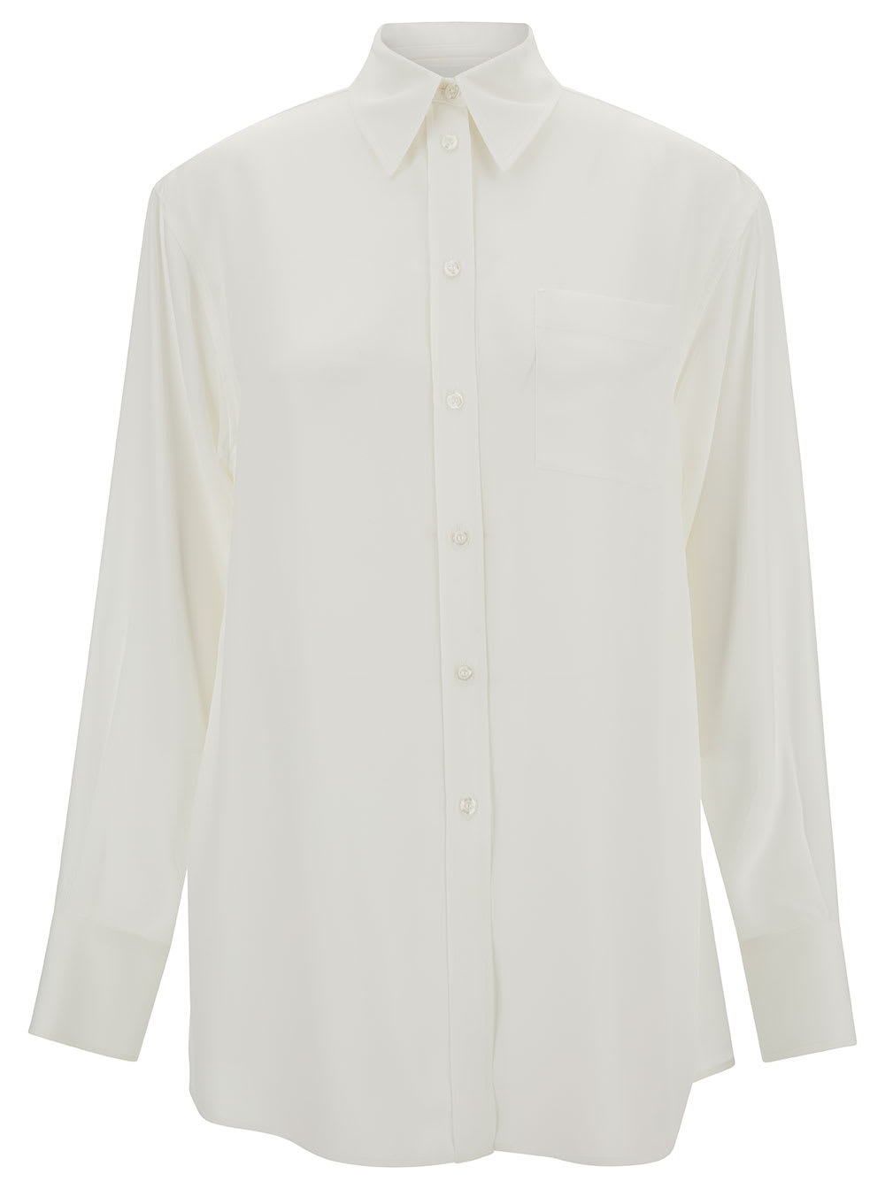 Shop Sportmax Rovigo White Shirt With Pointed Collar In Silk Woman