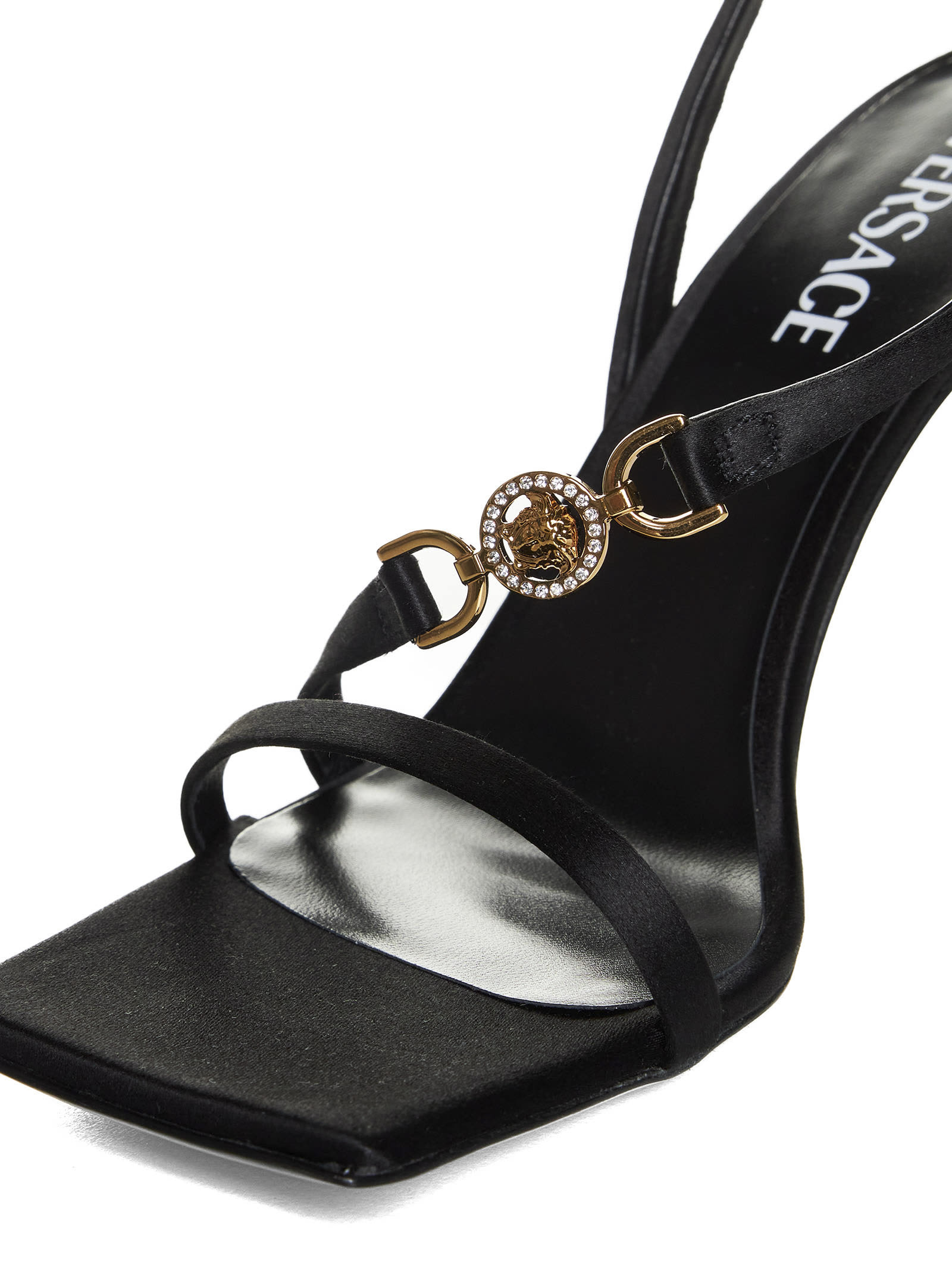 Shop Versace Sandals In Black  Gold